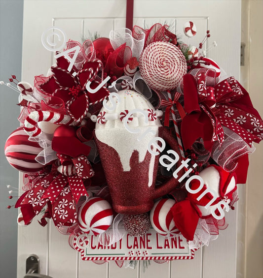 Candy Cane Milkshake Wreath