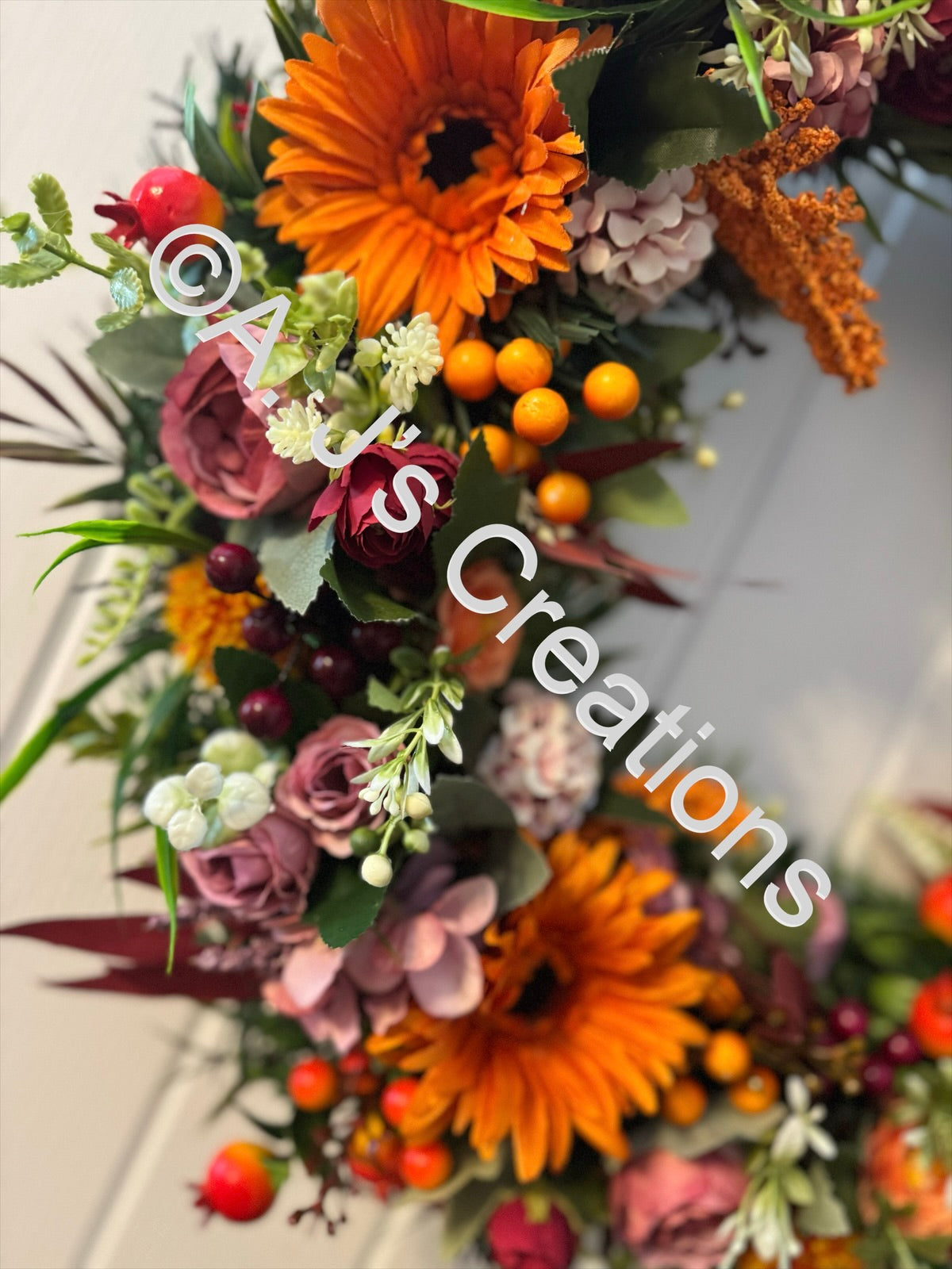 Orange & Burgundy 55cm Wreath