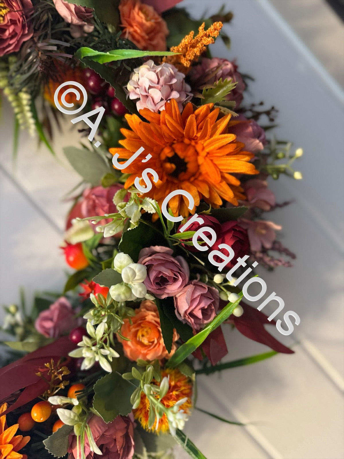 Orange & Burgundy 55cm Wreath