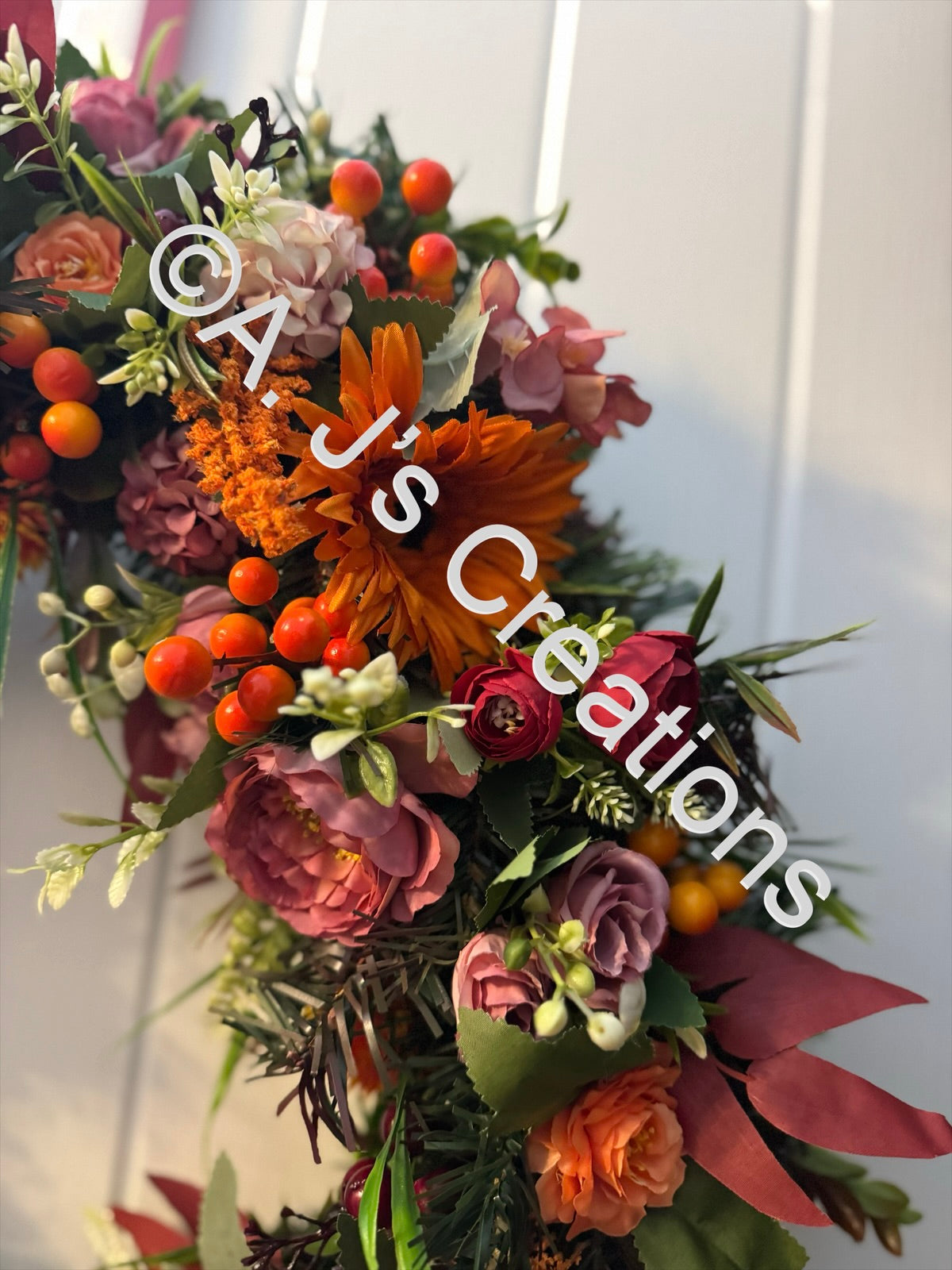 Orange & Burgundy 55cm Wreath