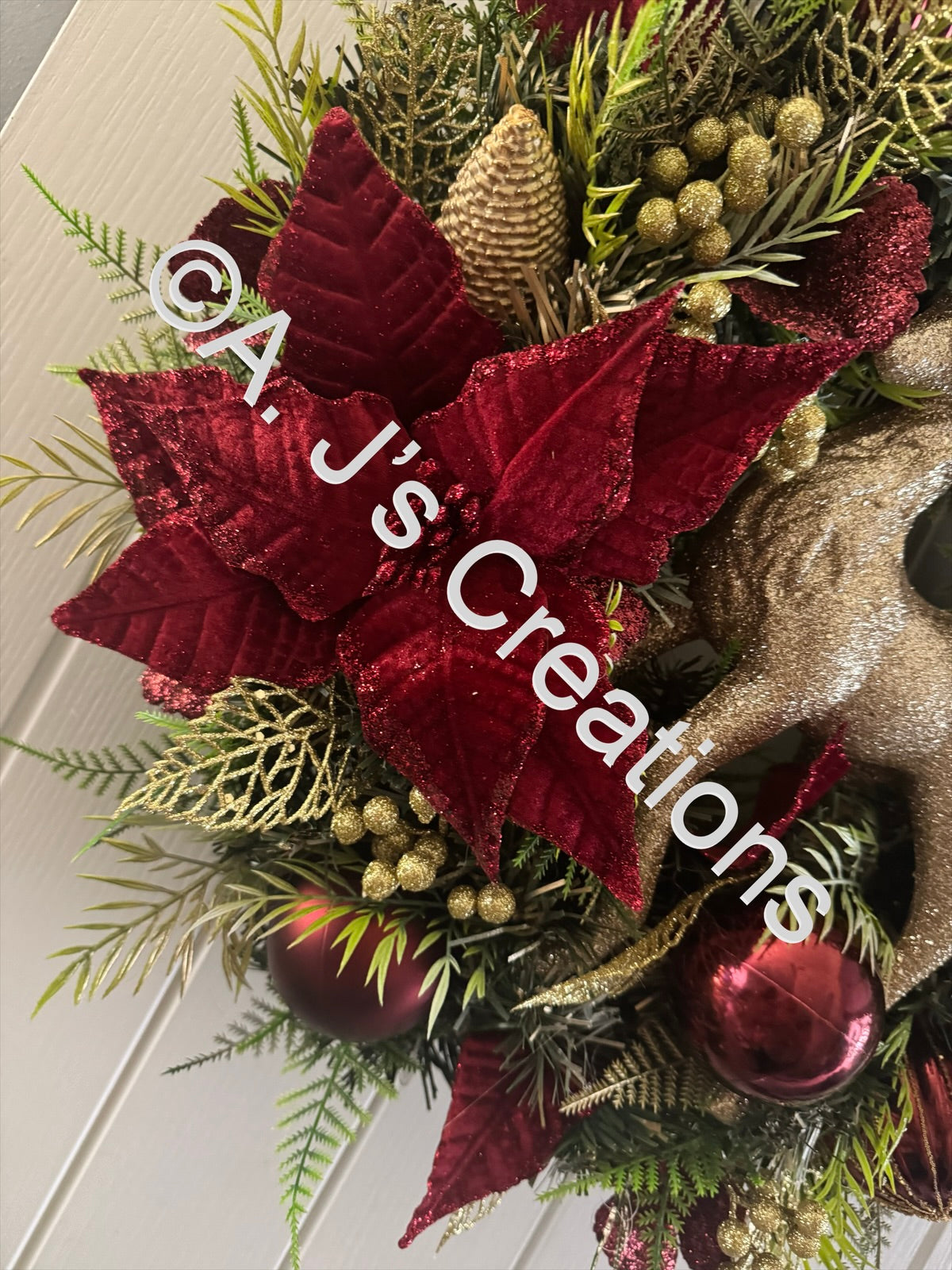 Burgundy & Gold Stag Wreath