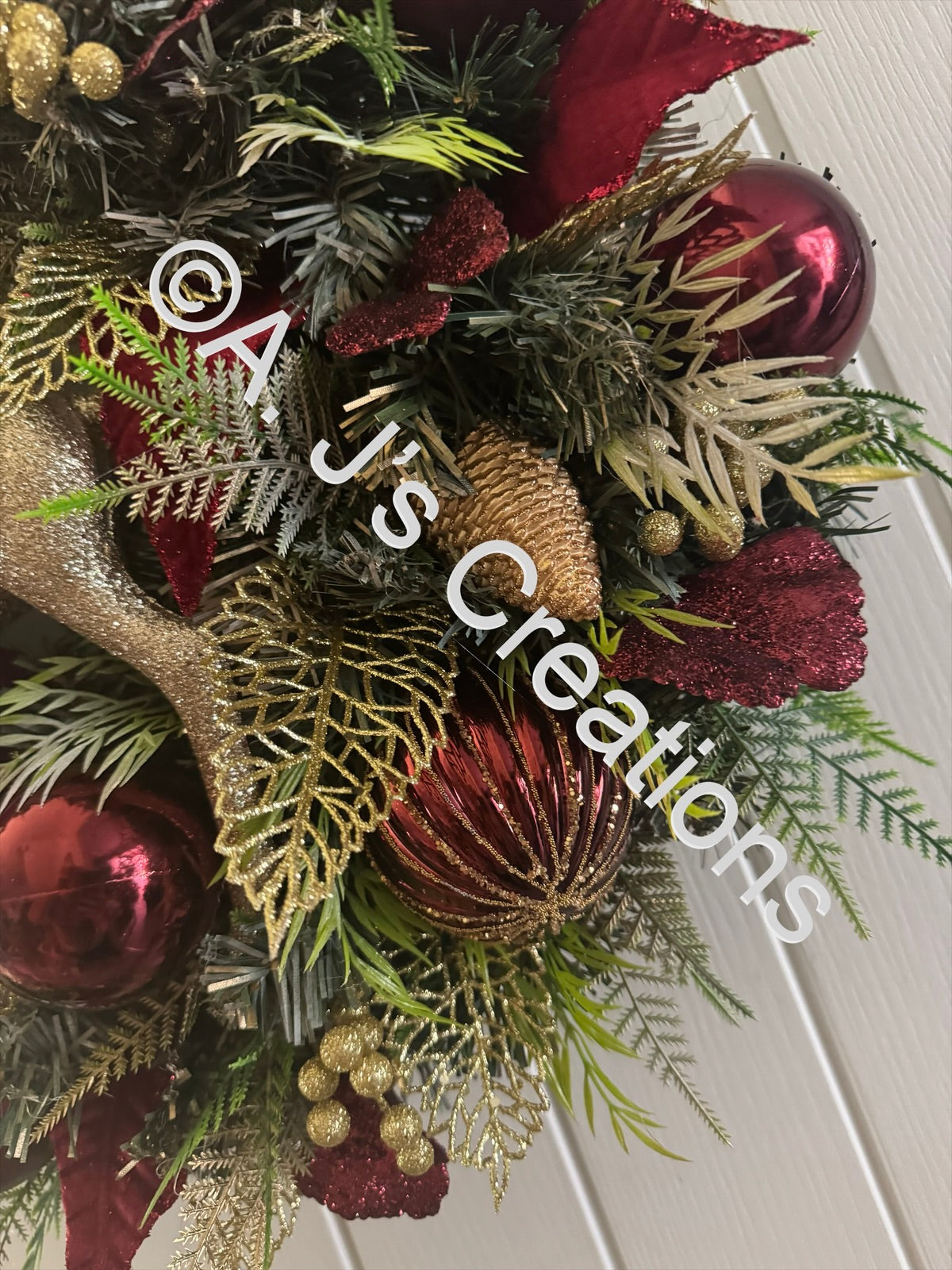 Burgundy & Gold Stag Wreath