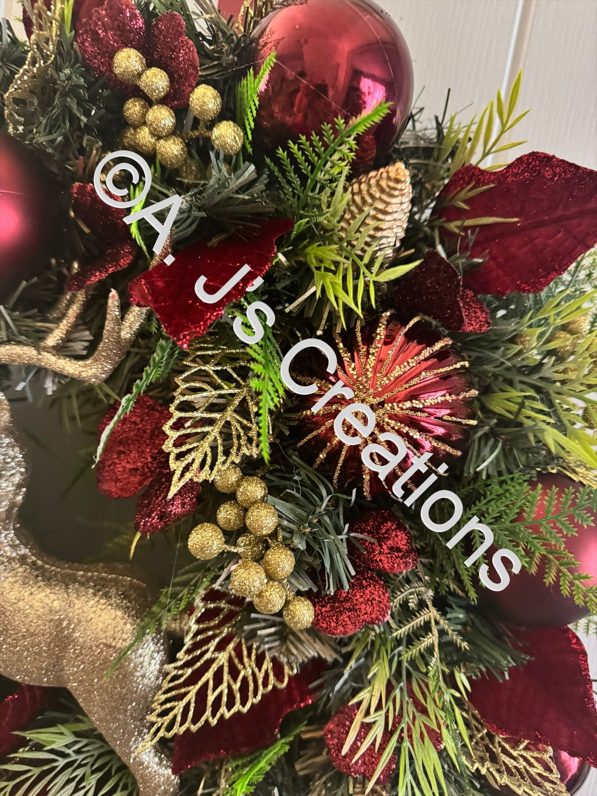 Burgundy & Gold Stag Wreath