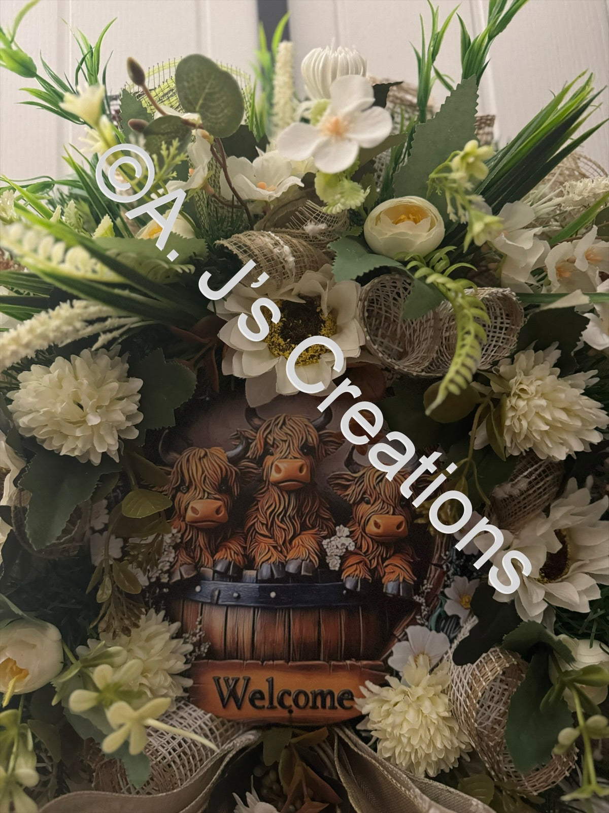 Highland Cow Welcome Wreath
