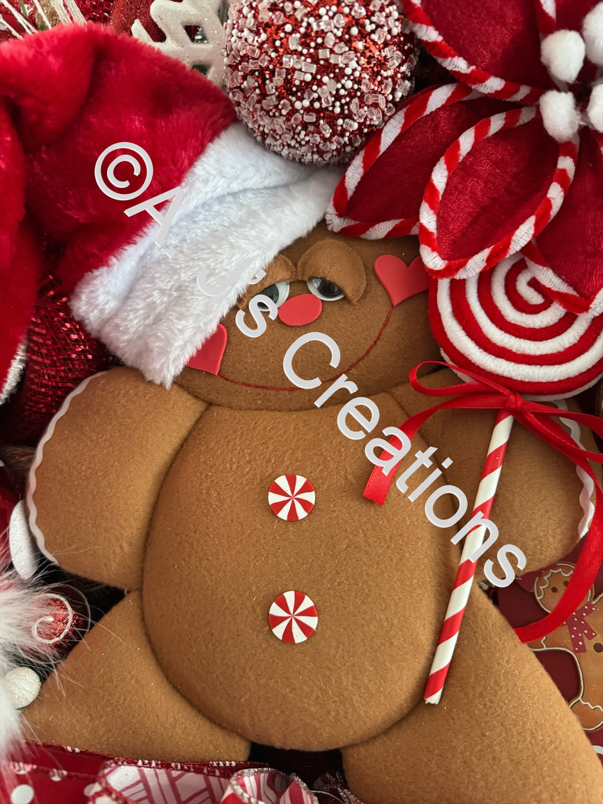 Red & White Dopey Eyed Gingerbread Wreath