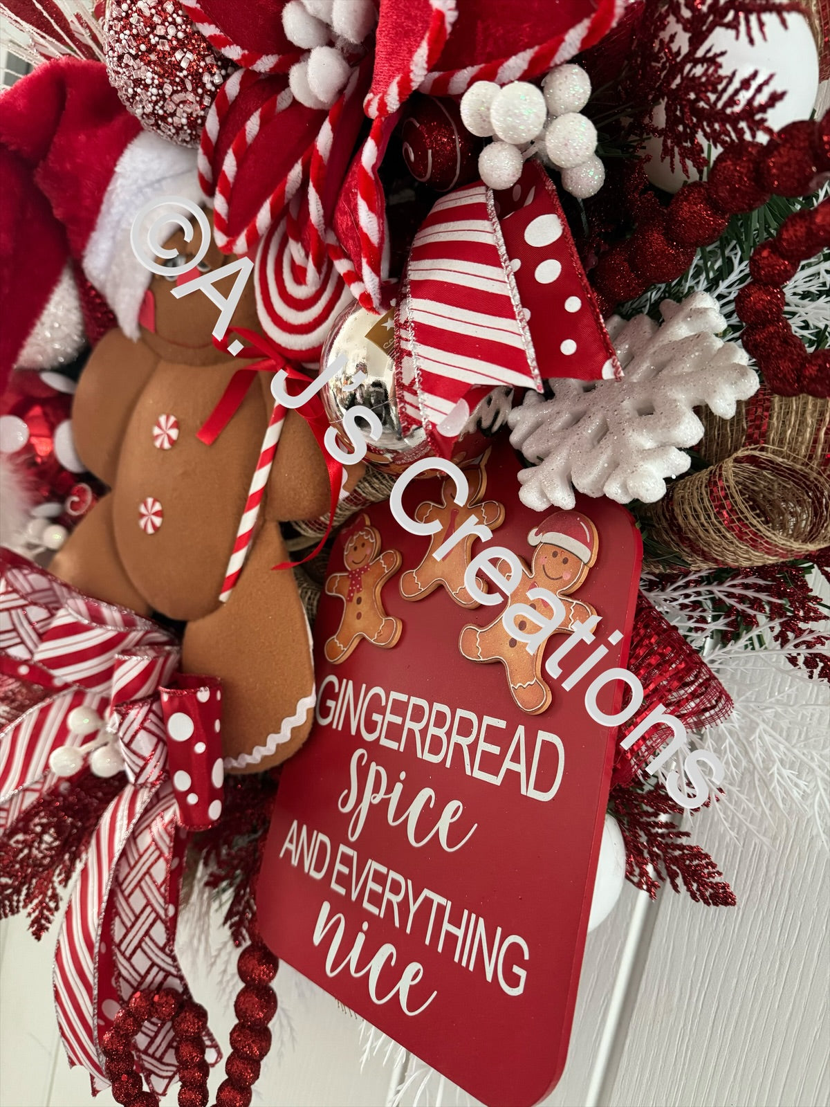Red & White Dopey Eyed Gingerbread Wreath