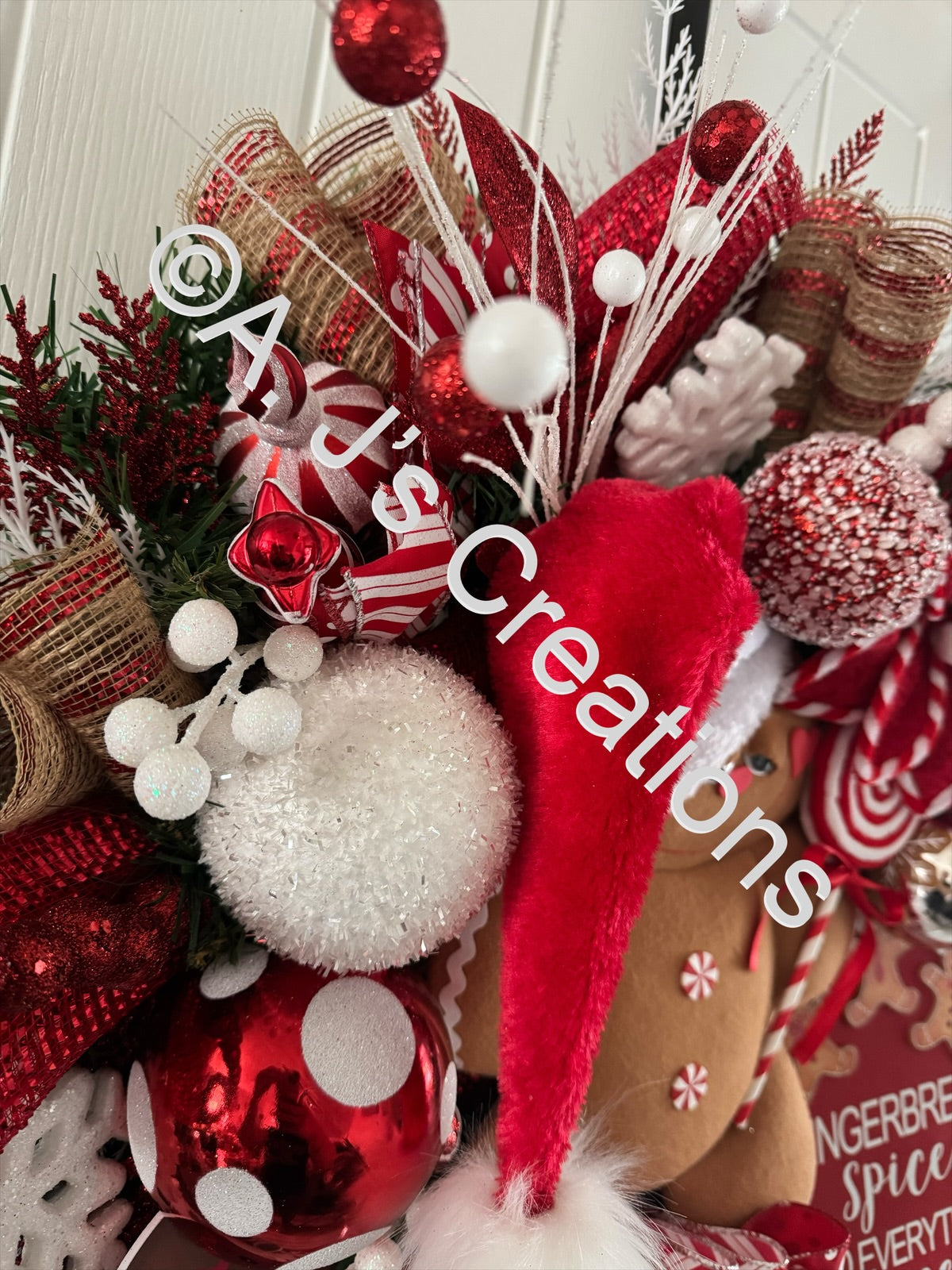 Red & White Dopey Eyed Gingerbread Wreath