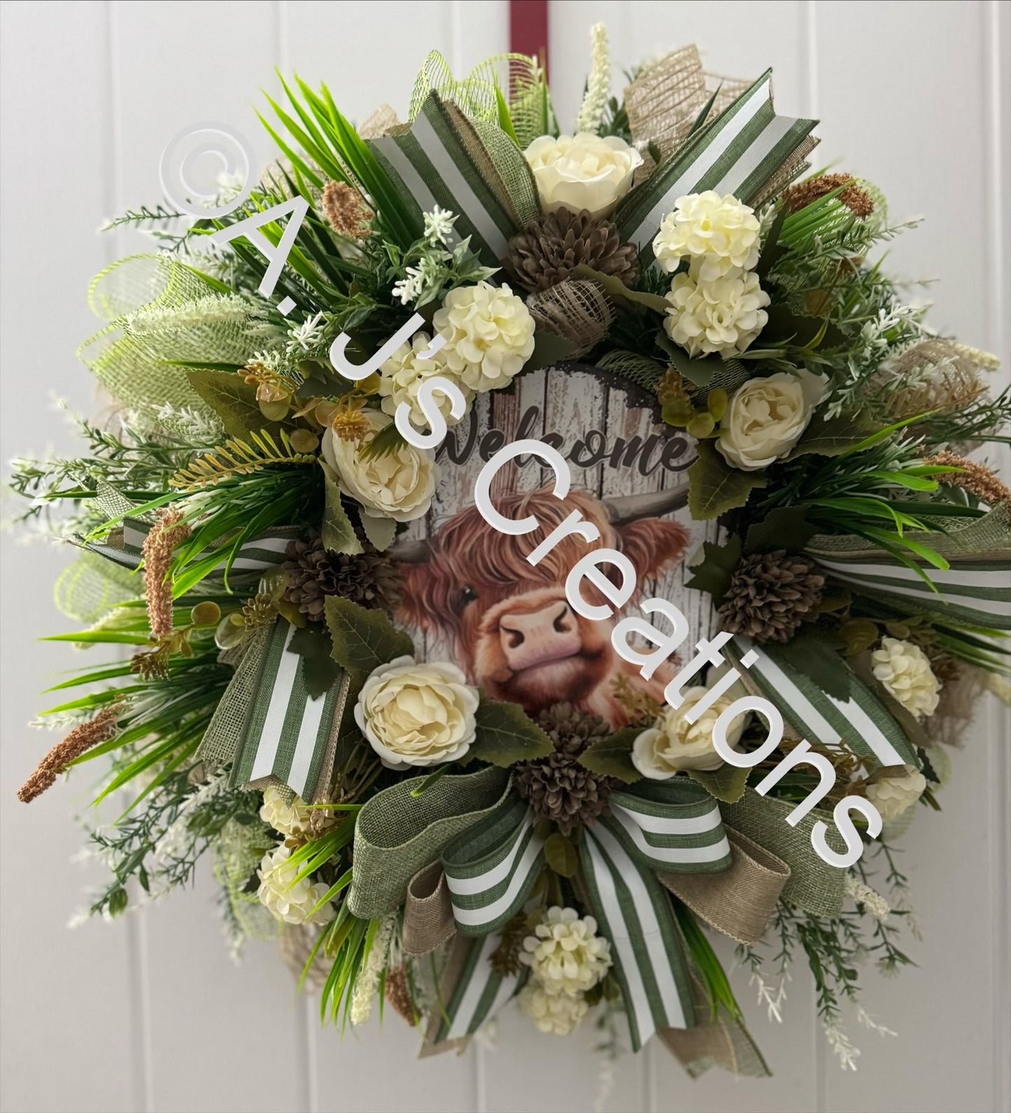 Rustic Highland Cow Wreath
