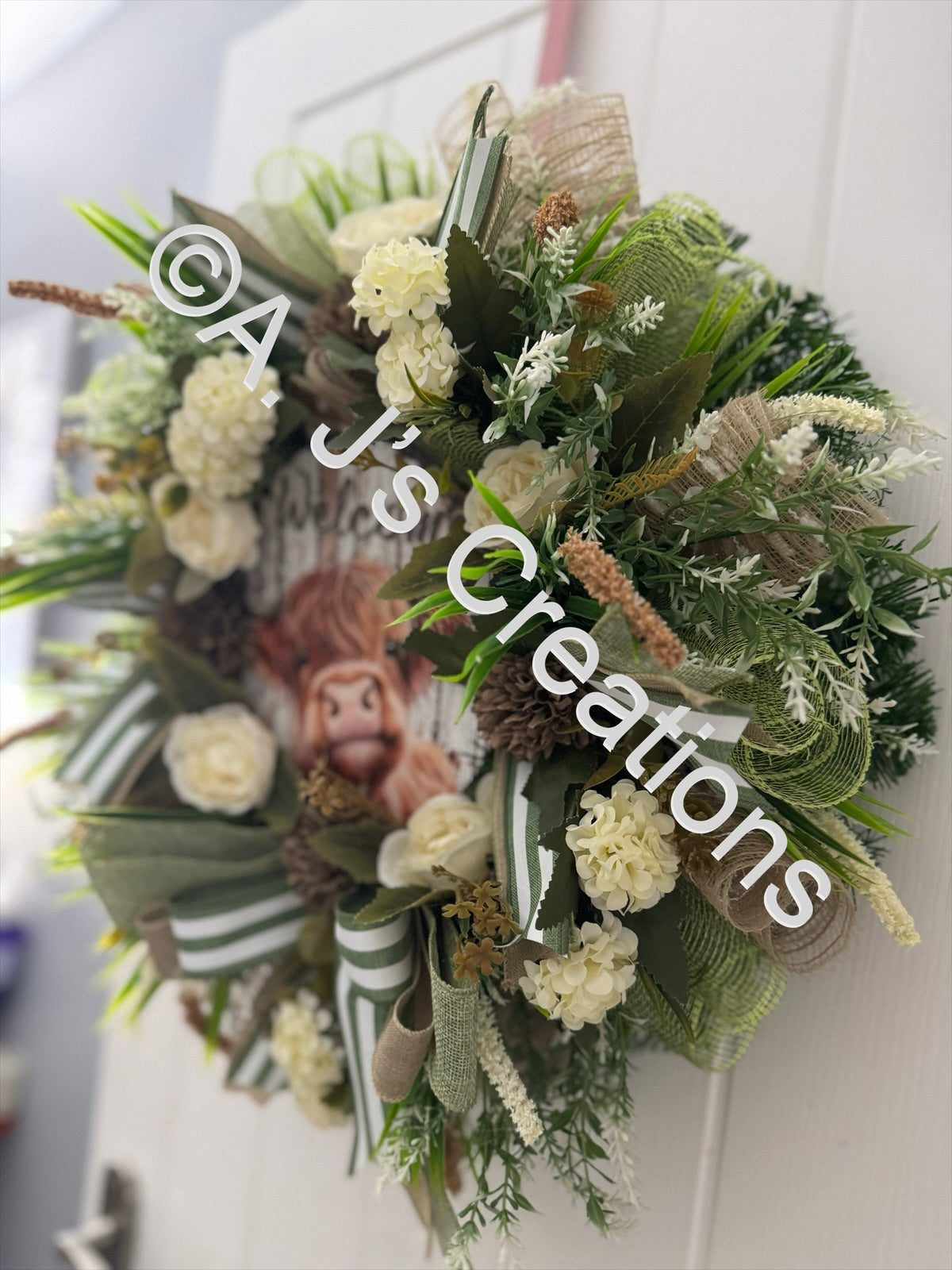 Rustic Highland Cow Wreath