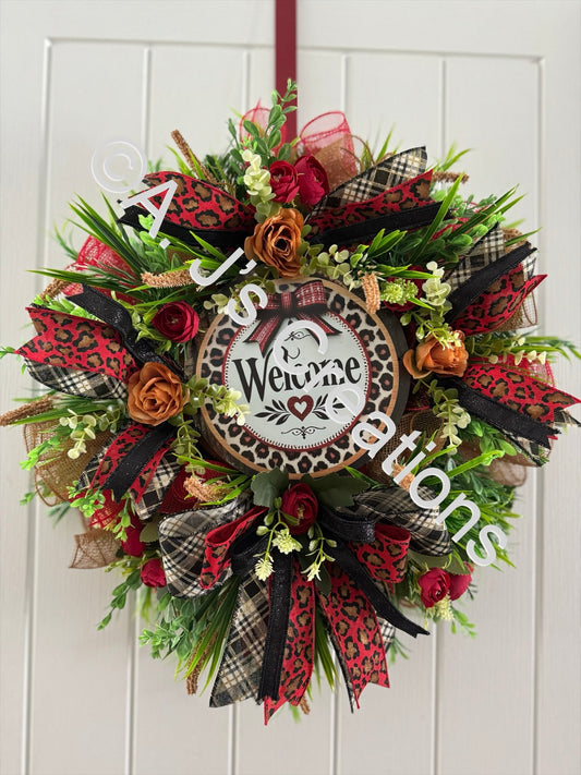 Red Leopard Print Wreath