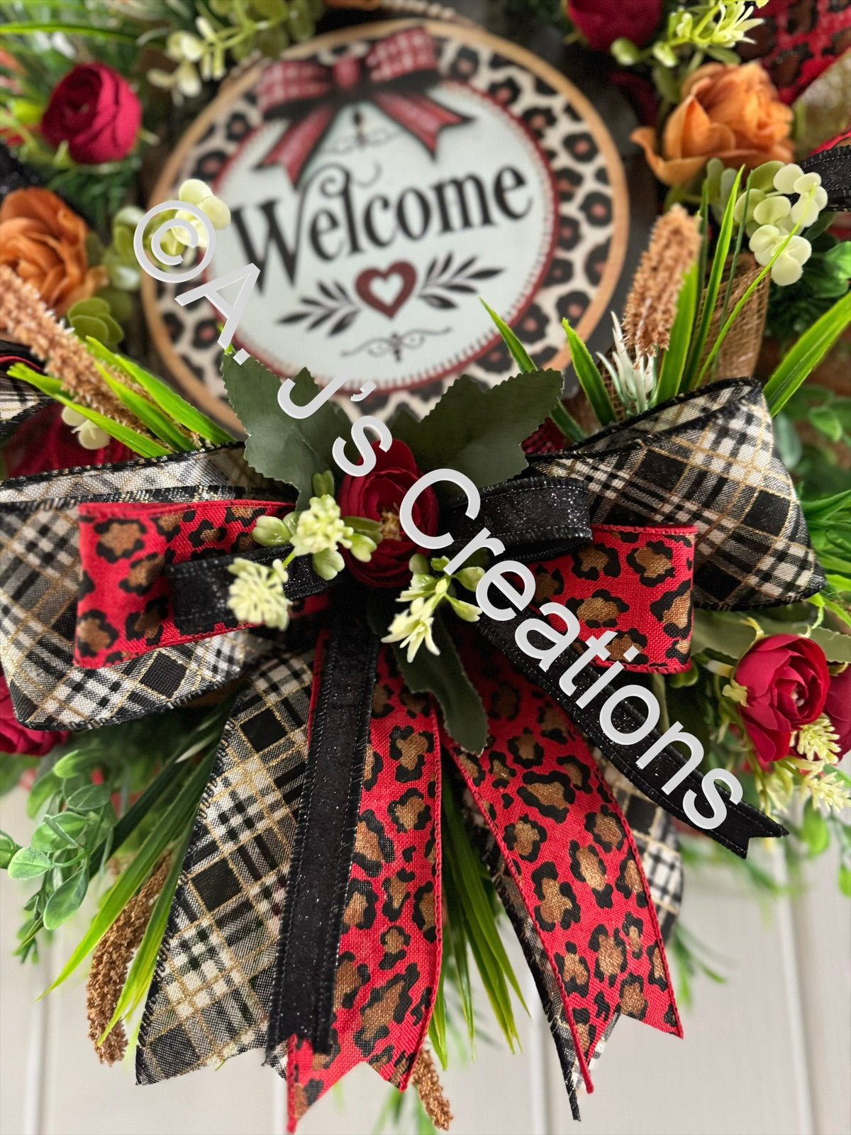 Red Leopard Print Wreath