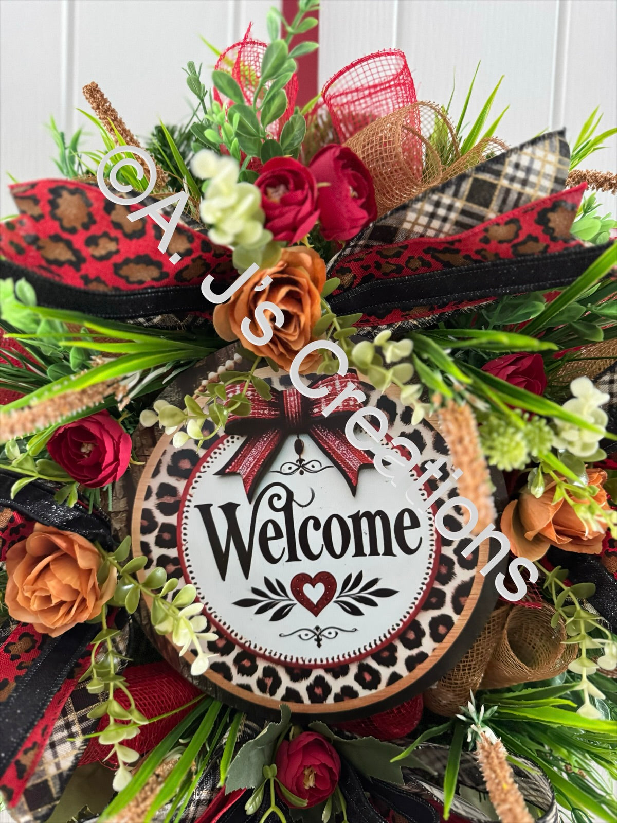 Red Leopard Print Wreath