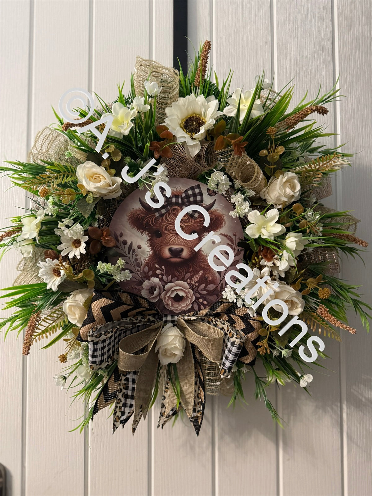 Rustic Highland Cow Wreath