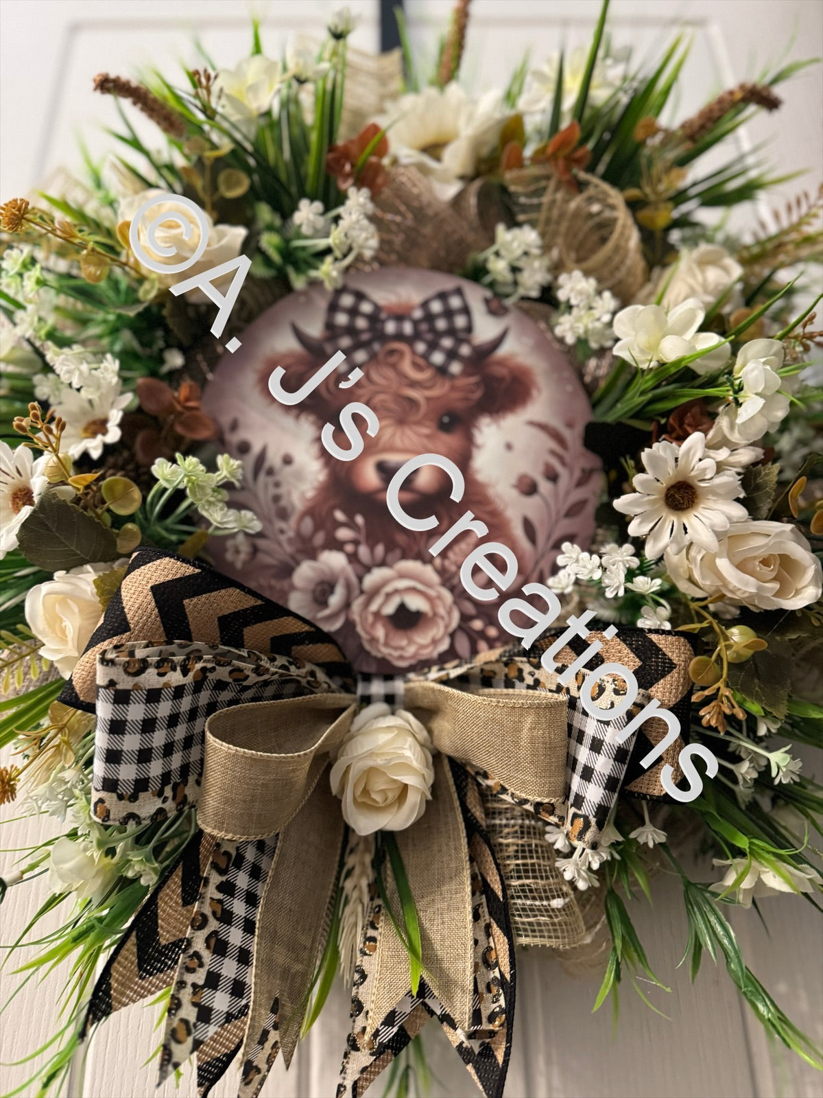 Rustic Highland Cow Wreath