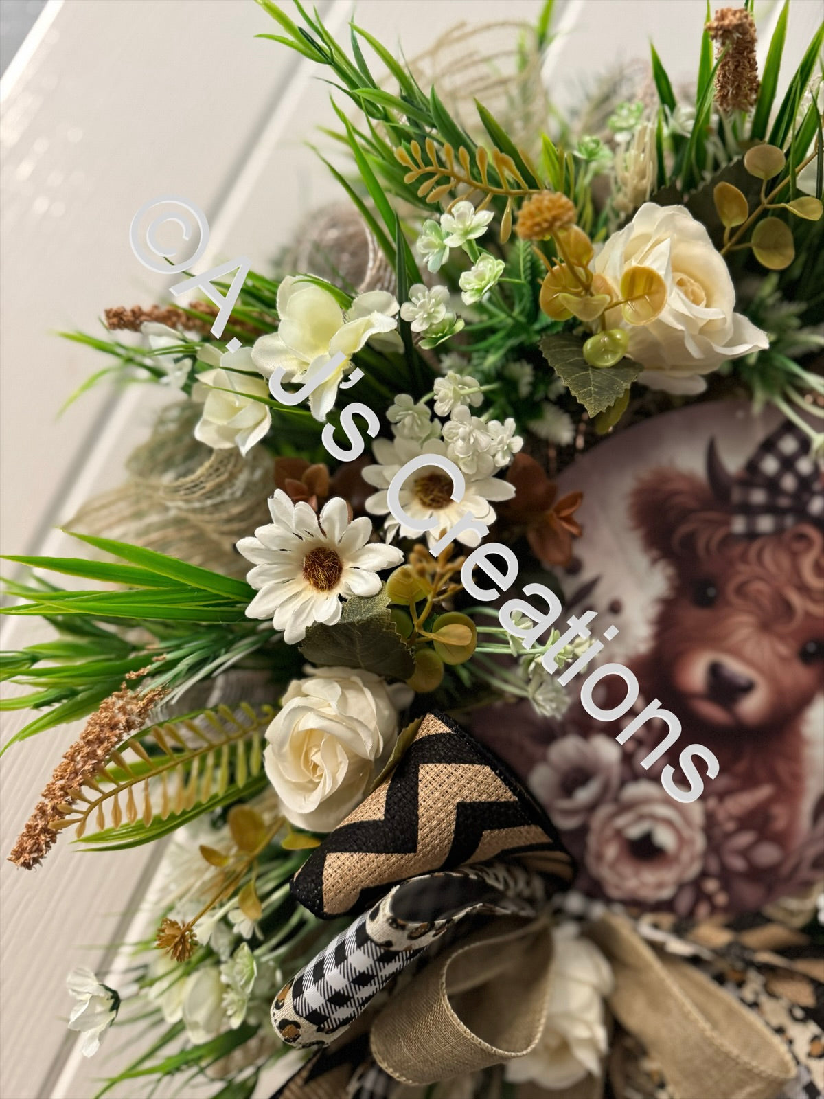 Rustic Highland Cow Wreath