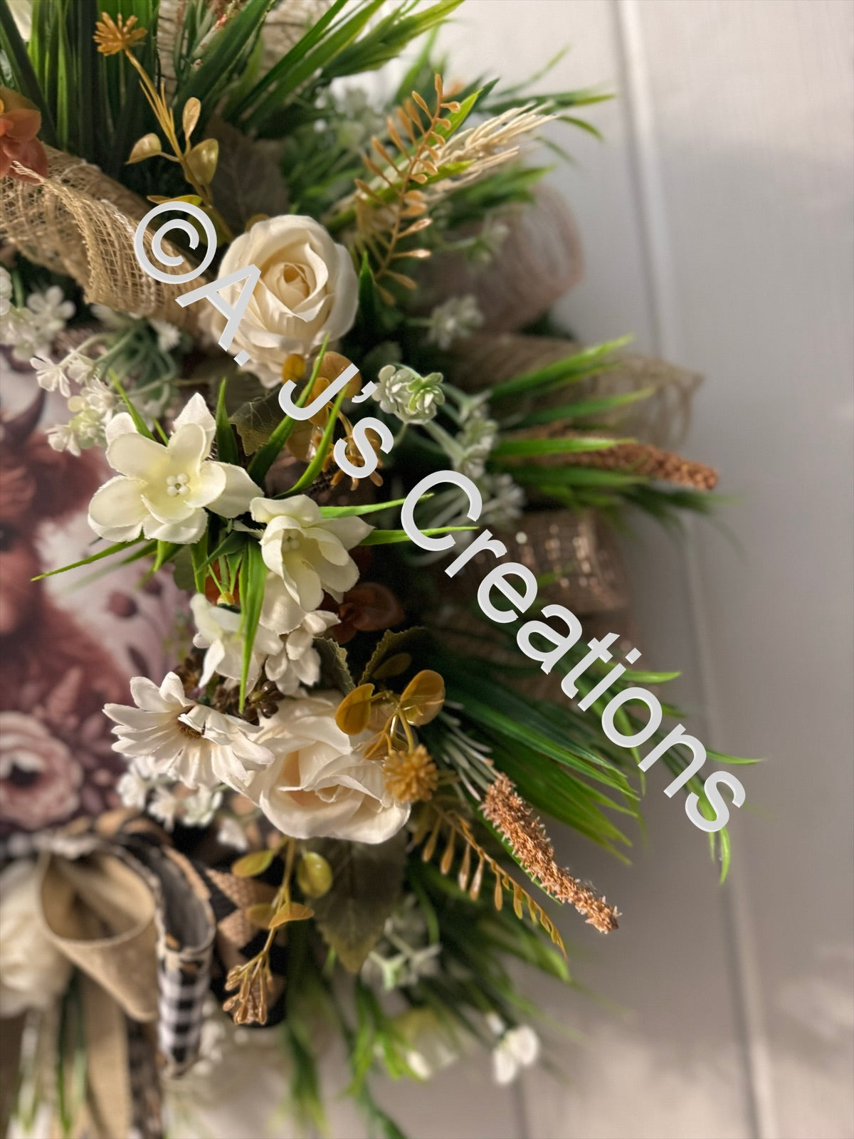 Rustic Highland Cow Wreath