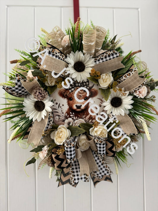 Highland Cow Wreath