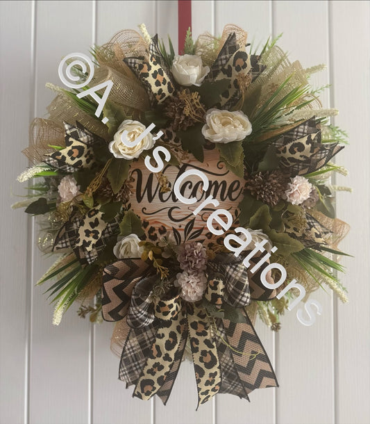 Leopard Print Welcome Wreath