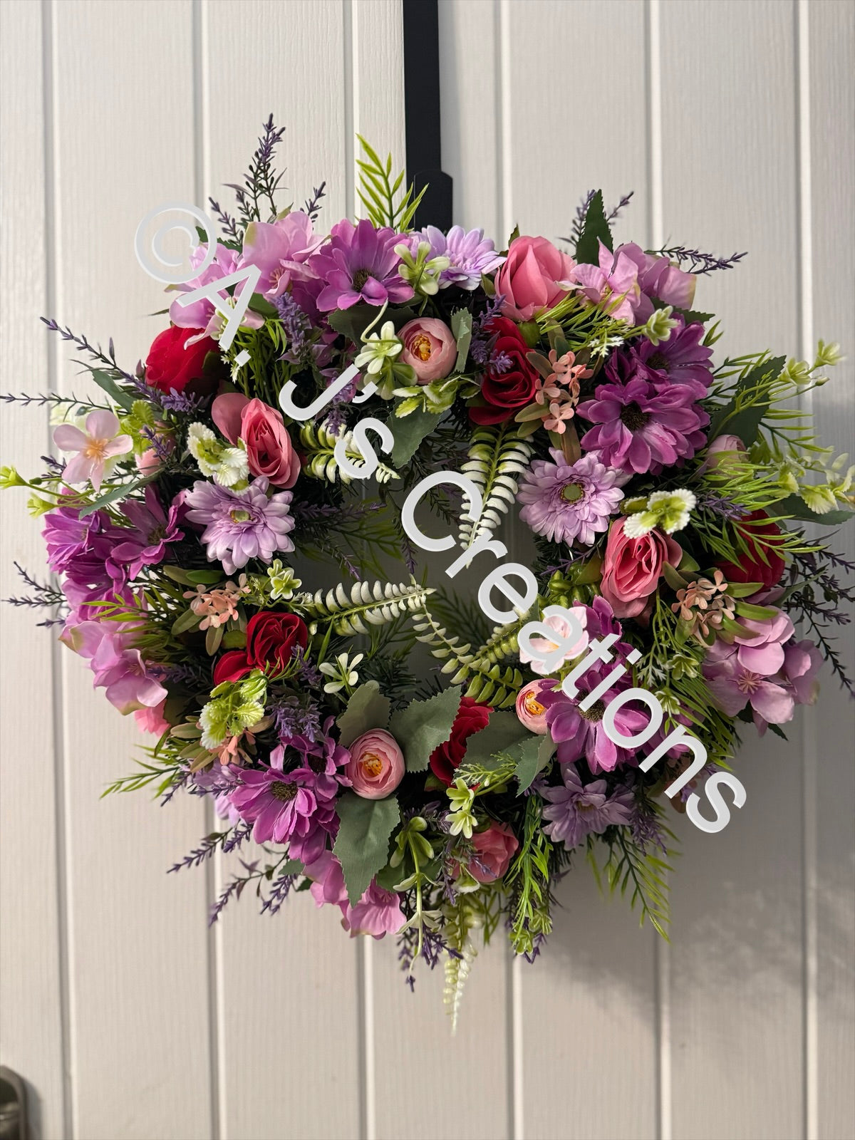 50cm Floral Wreath in Pinks & Purples