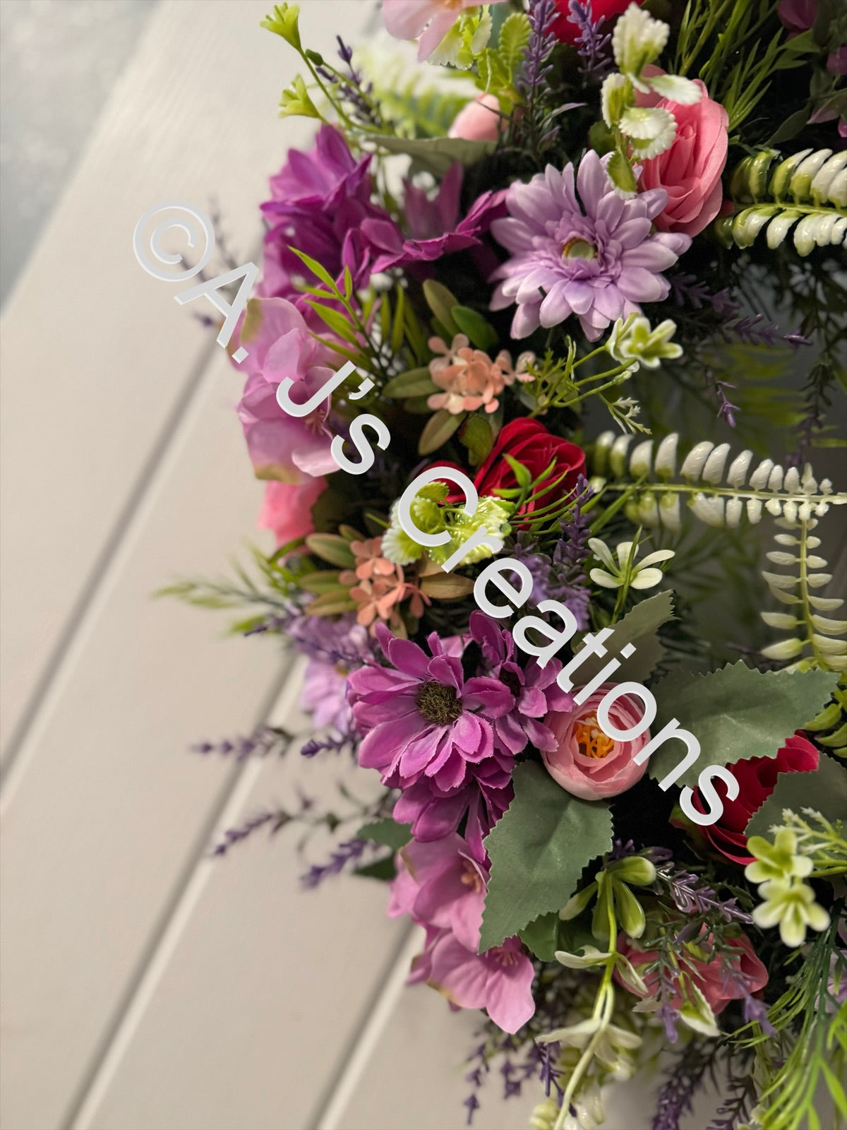 50cm Floral Wreath in Pinks & Purples