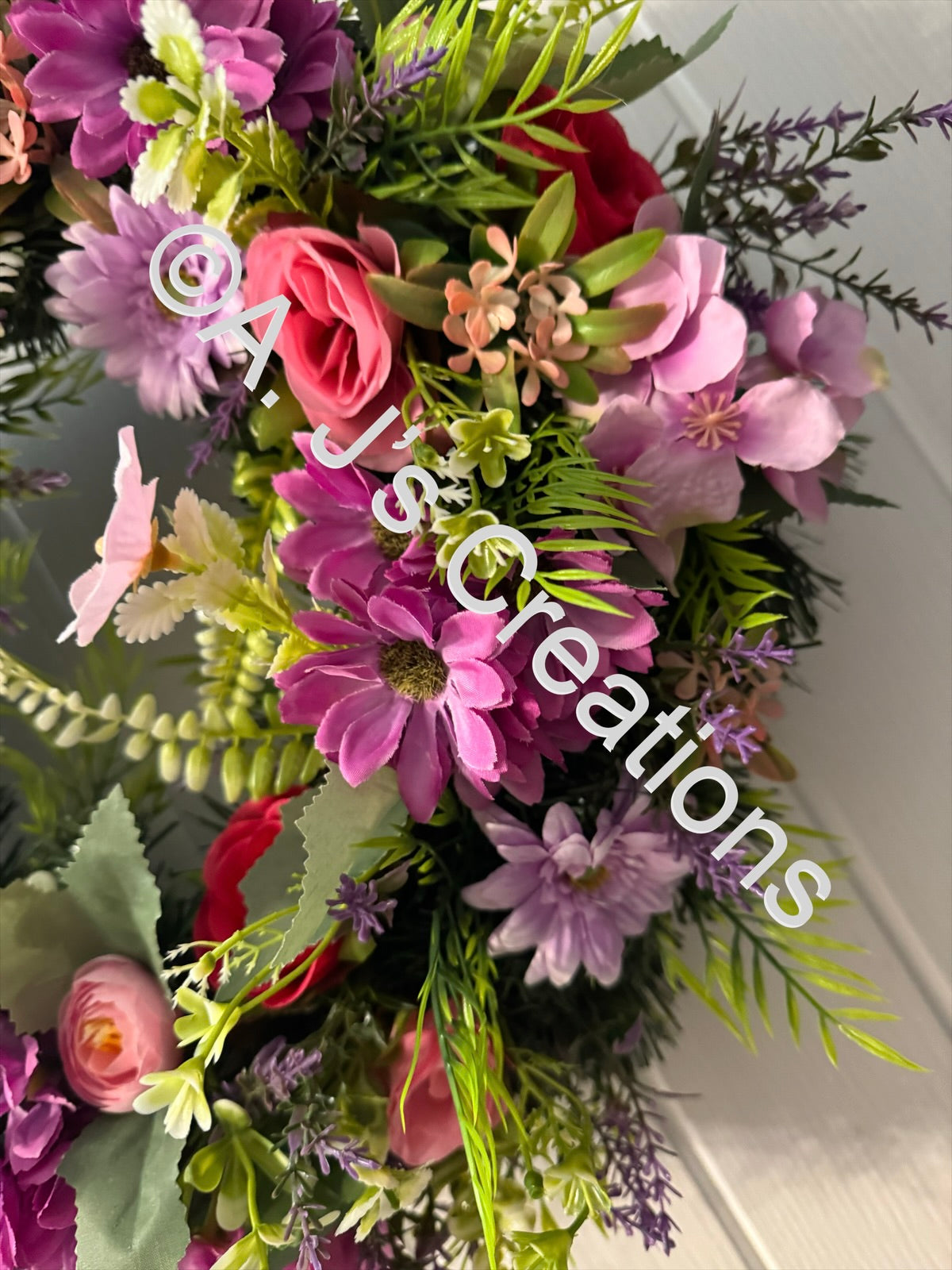 50cm Floral Wreath in Pinks & Purples