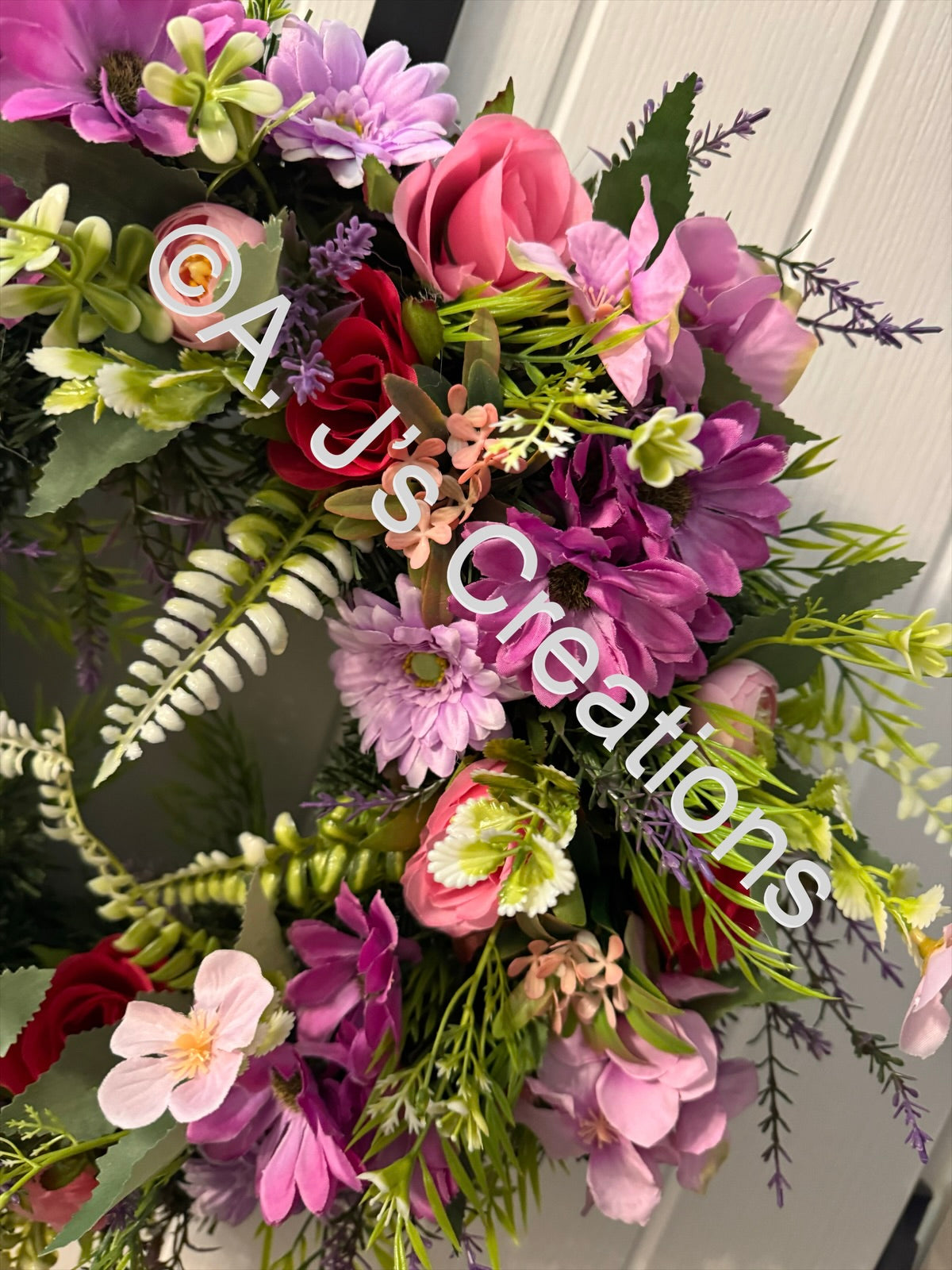 50cm Floral Wreath in Pinks & Purples