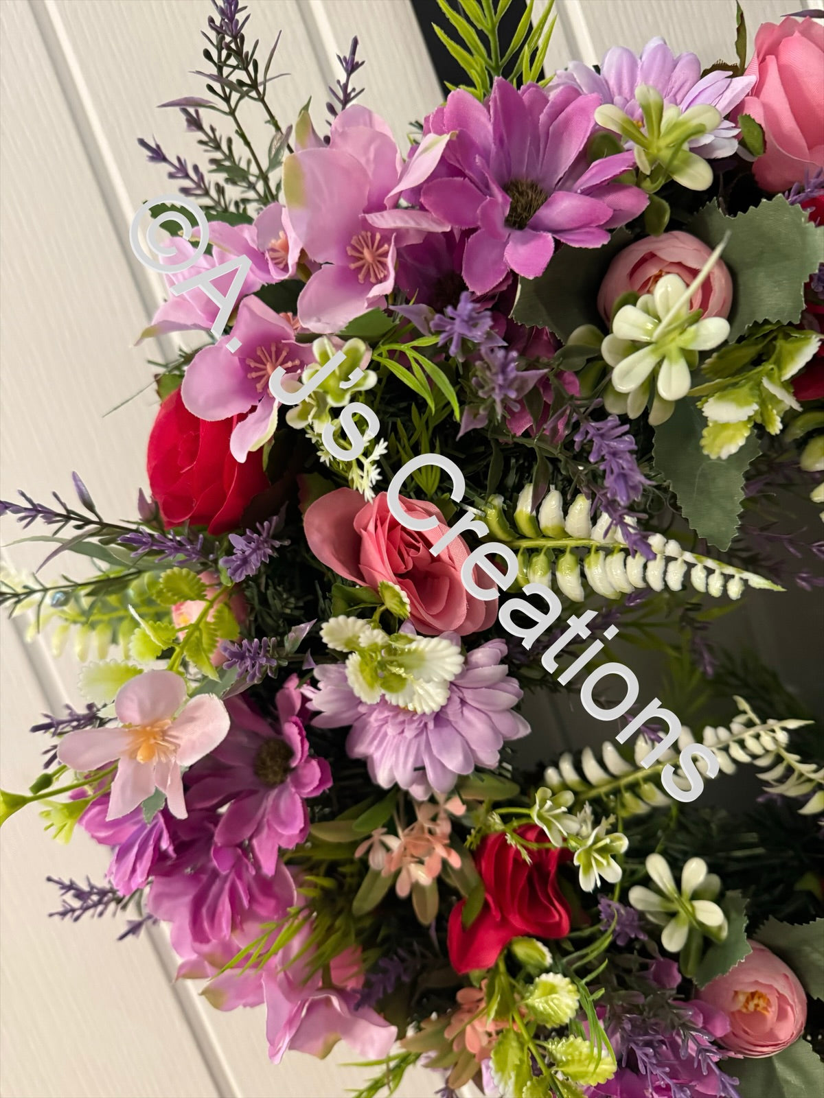 50cm Floral Wreath in Pinks & Purples