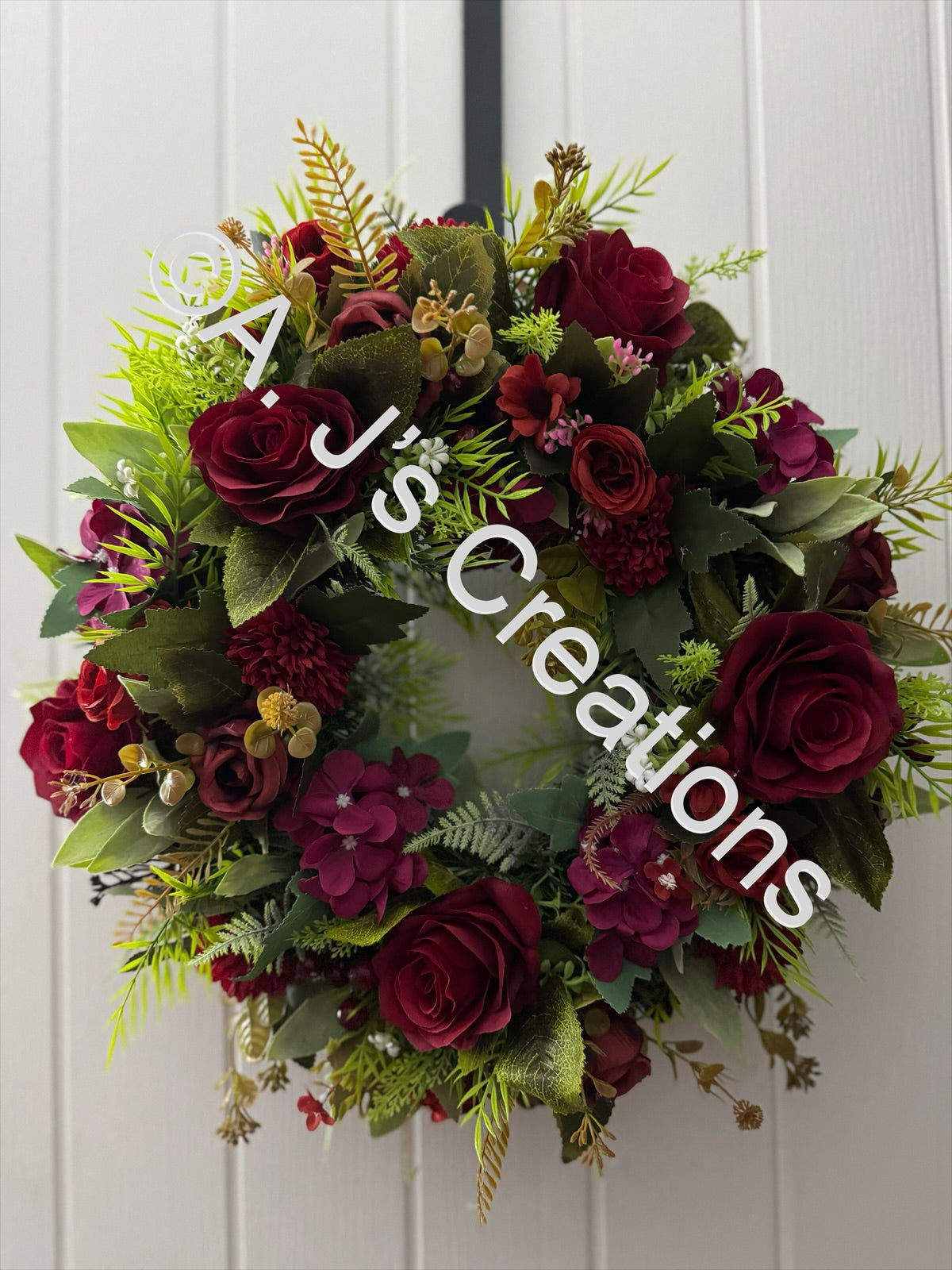 Winter Wreath in Deep Red/Burgundy