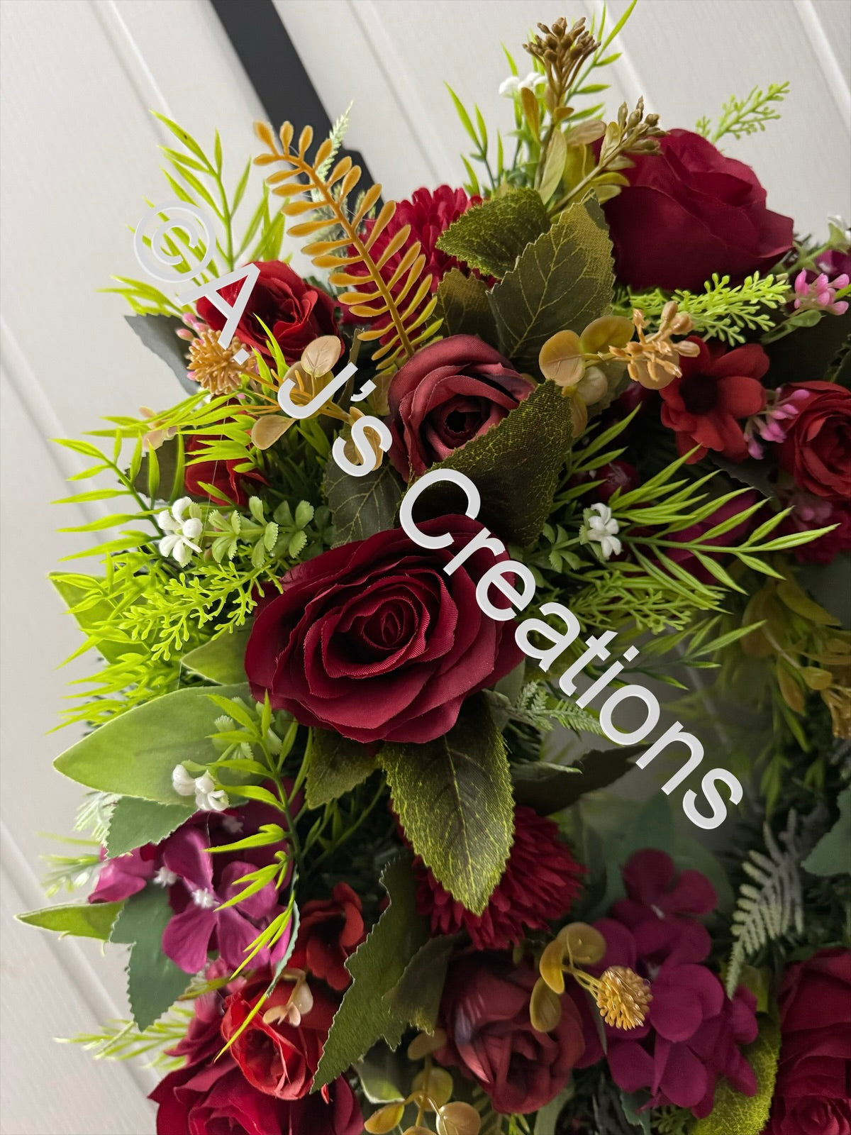 Winter Wreath in Deep Red/Burgundy