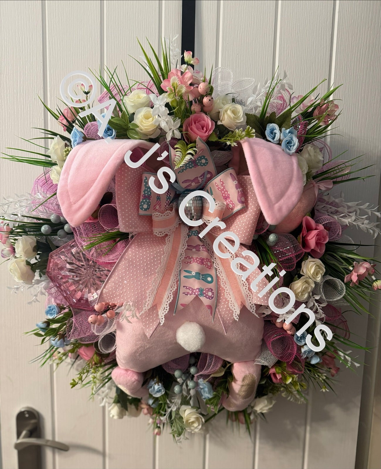 Pink Bunny Wreath