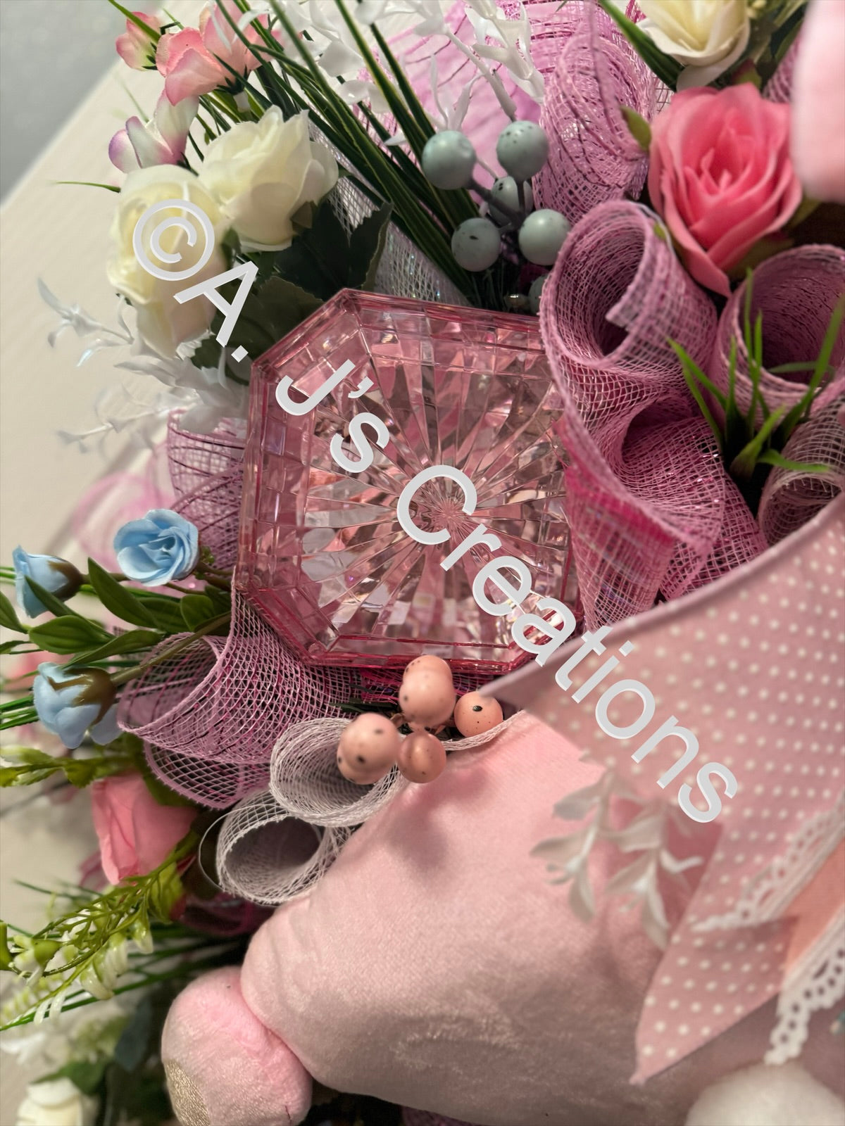 Pink Bunny Wreath
