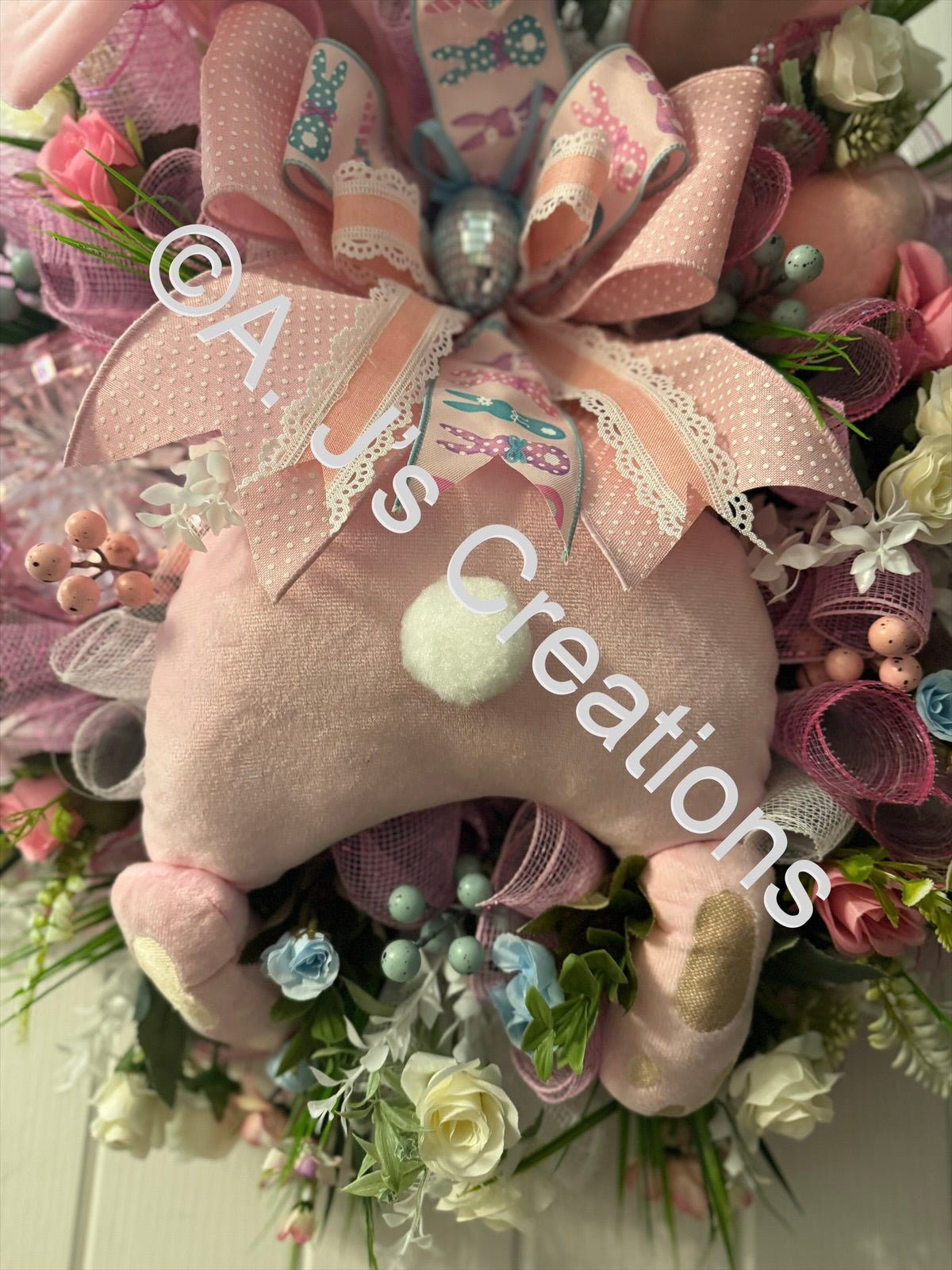 Pink Bunny Wreath