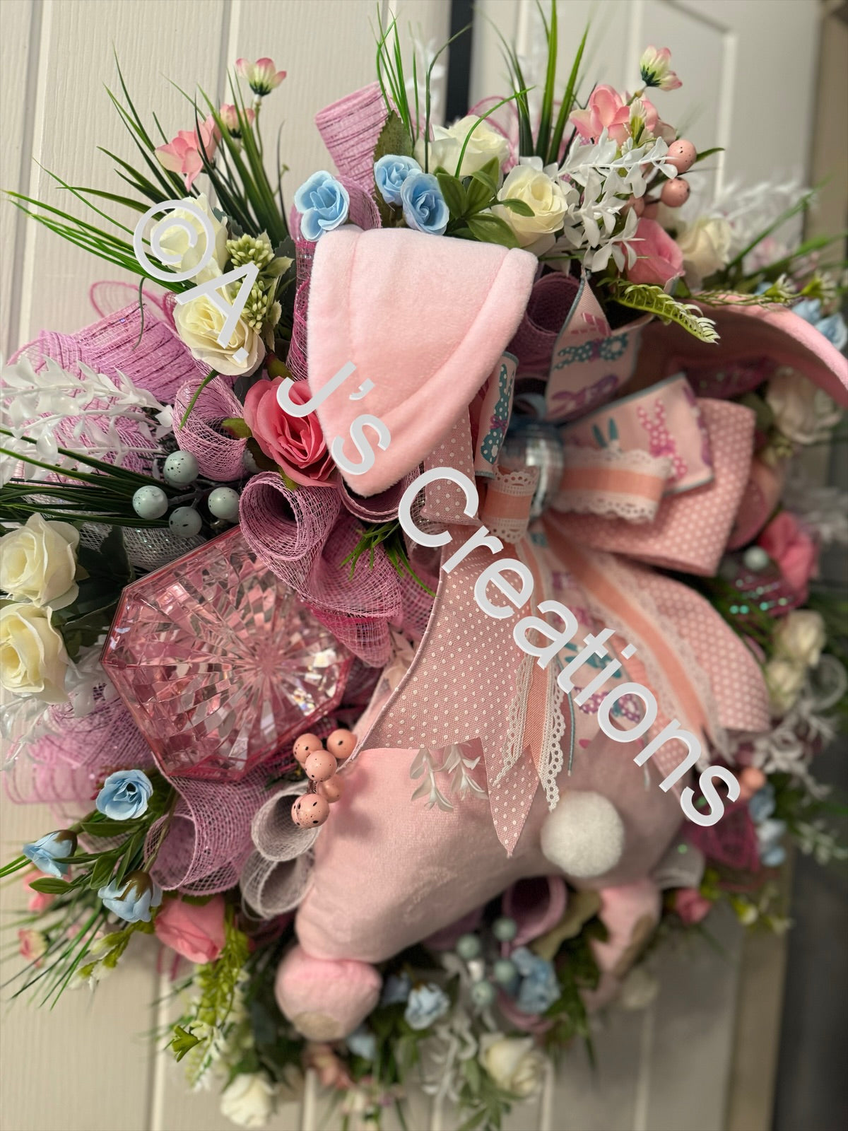 Pink Bunny Wreath