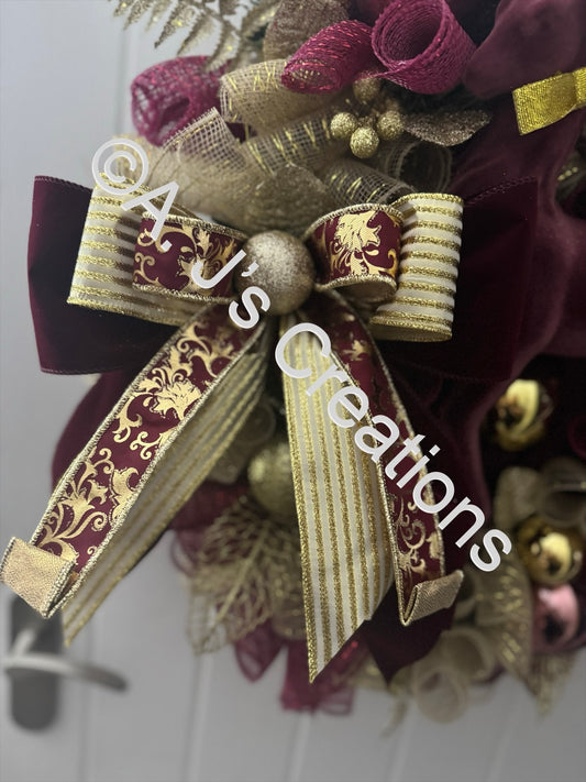 Burgundy & Gold Stag Wreath