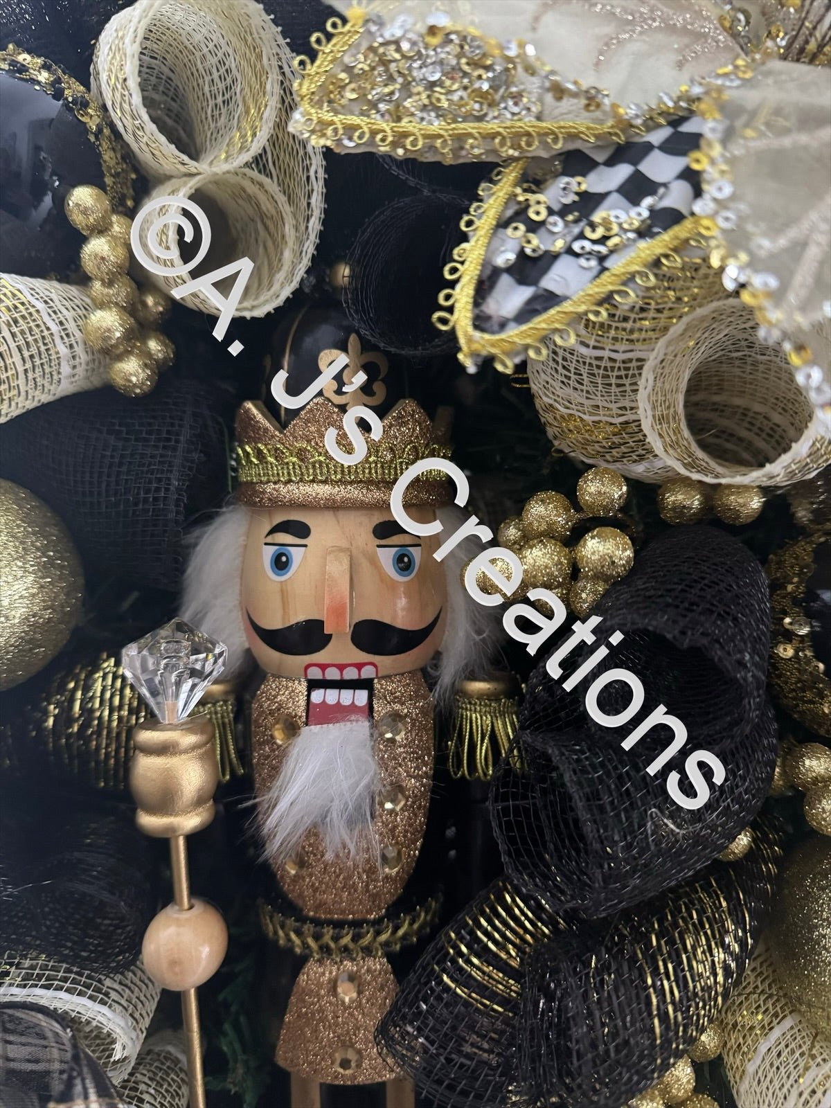 Black & Gold Nutcracker Wreath