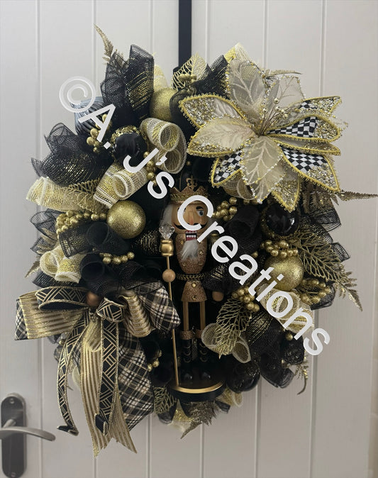 Black & Gold Nutcracker Wreath