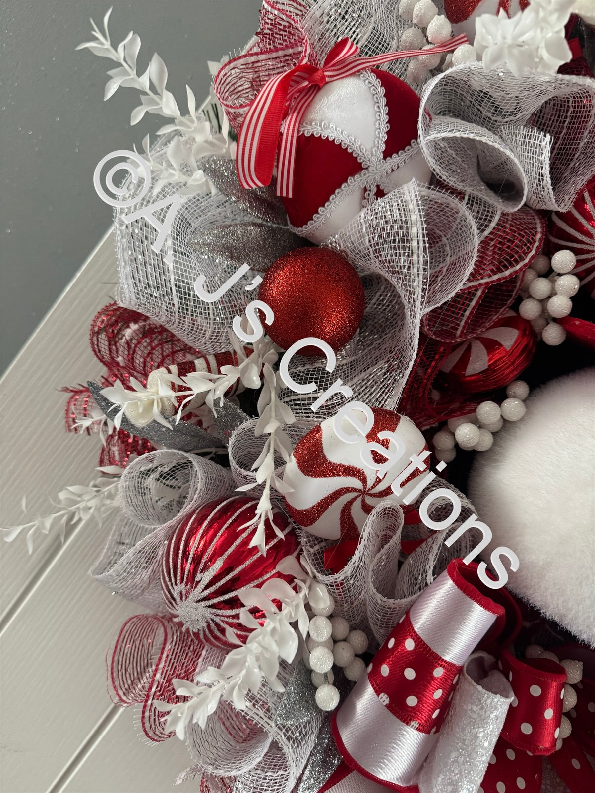Candy Cane Snowman Wreath