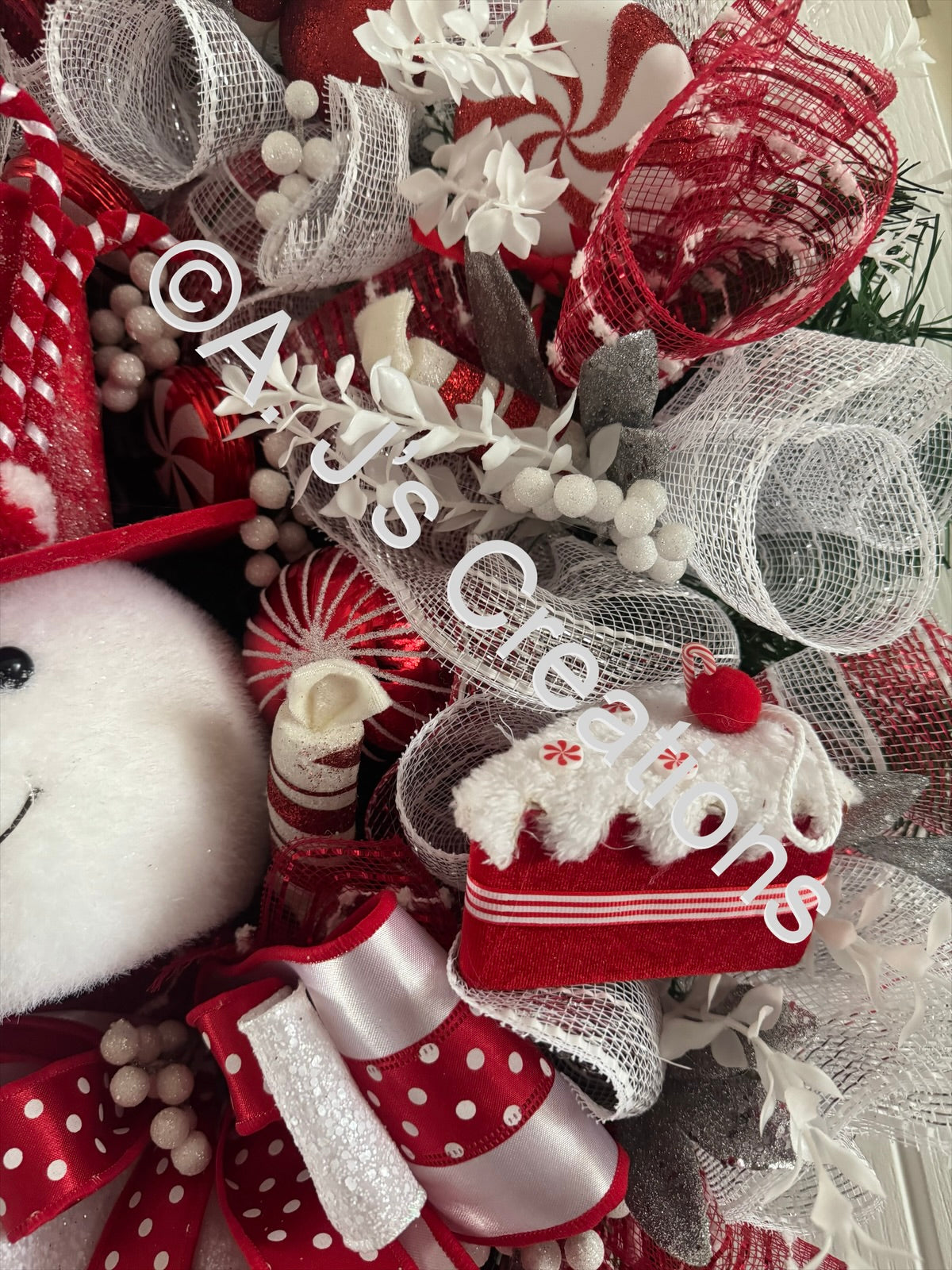 Candy Cane Snowman Wreath