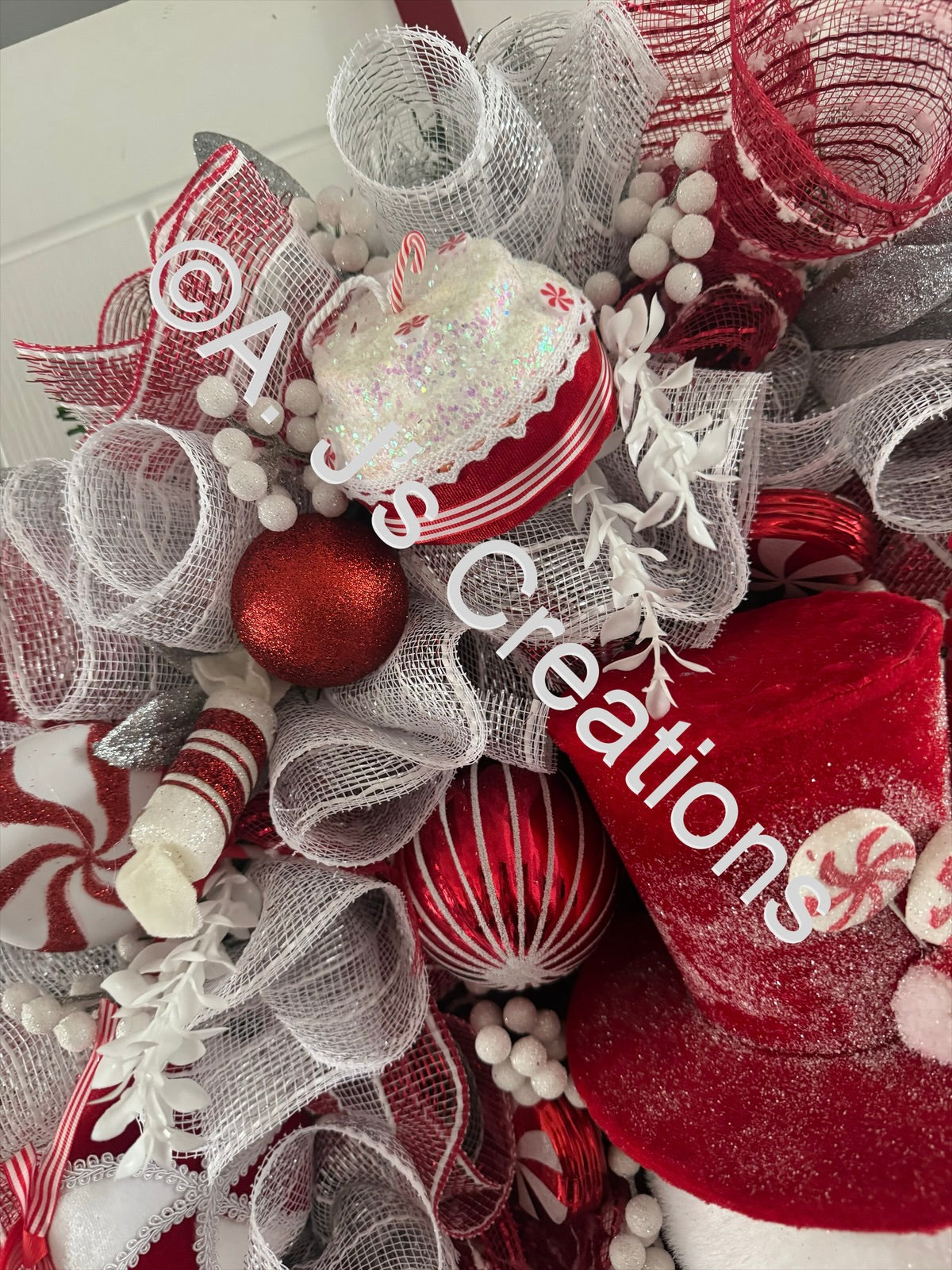 Candy Cane Snowman Wreath
