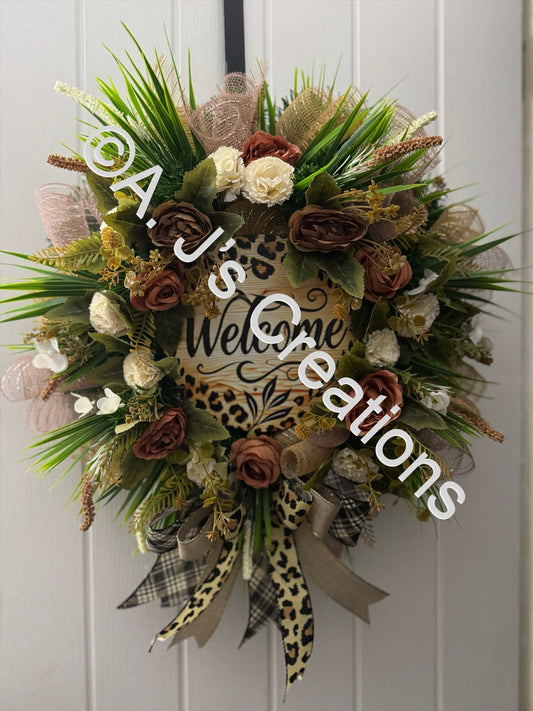 Leopard Print Welcome Wreath