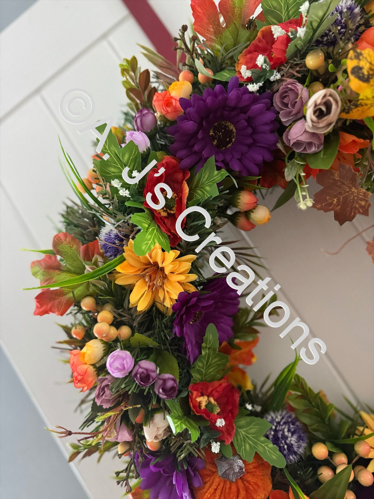 Purple & Orange Velvet Pumpkin Wreath