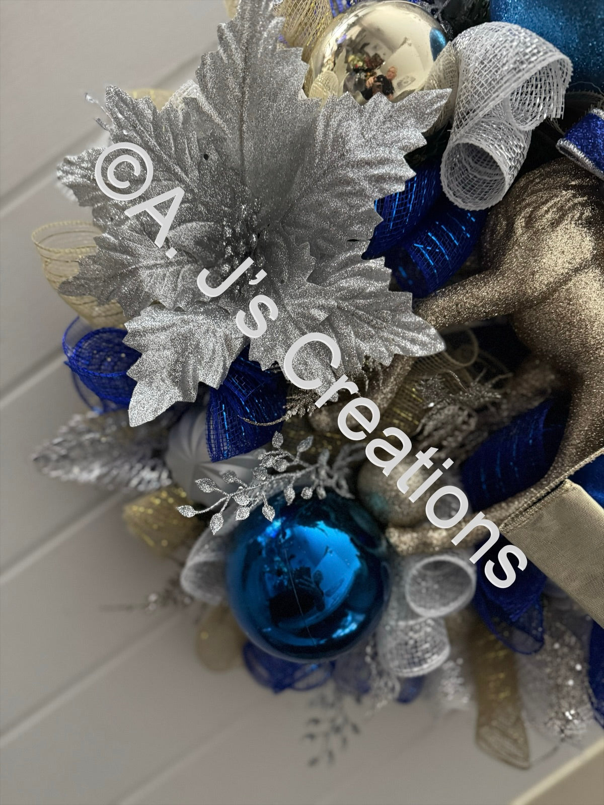 Blue, Silver & Gold Stag Wreath