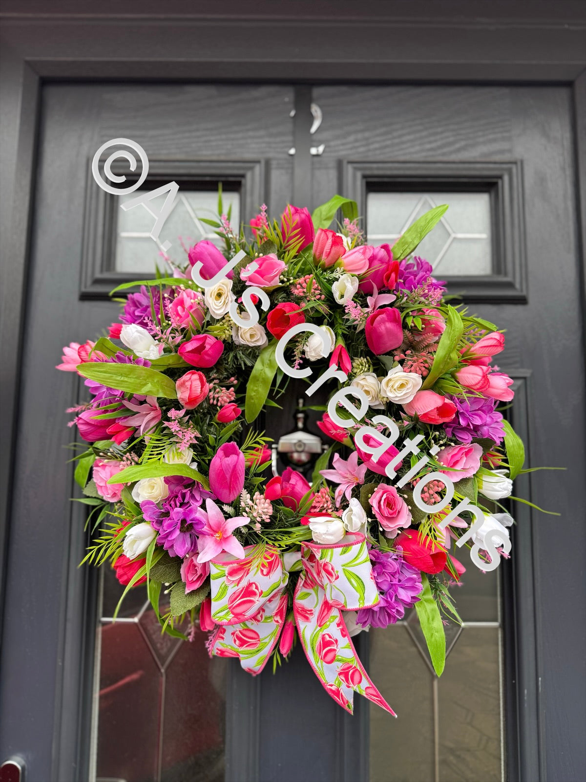 50cm Pink Tulip Wreath