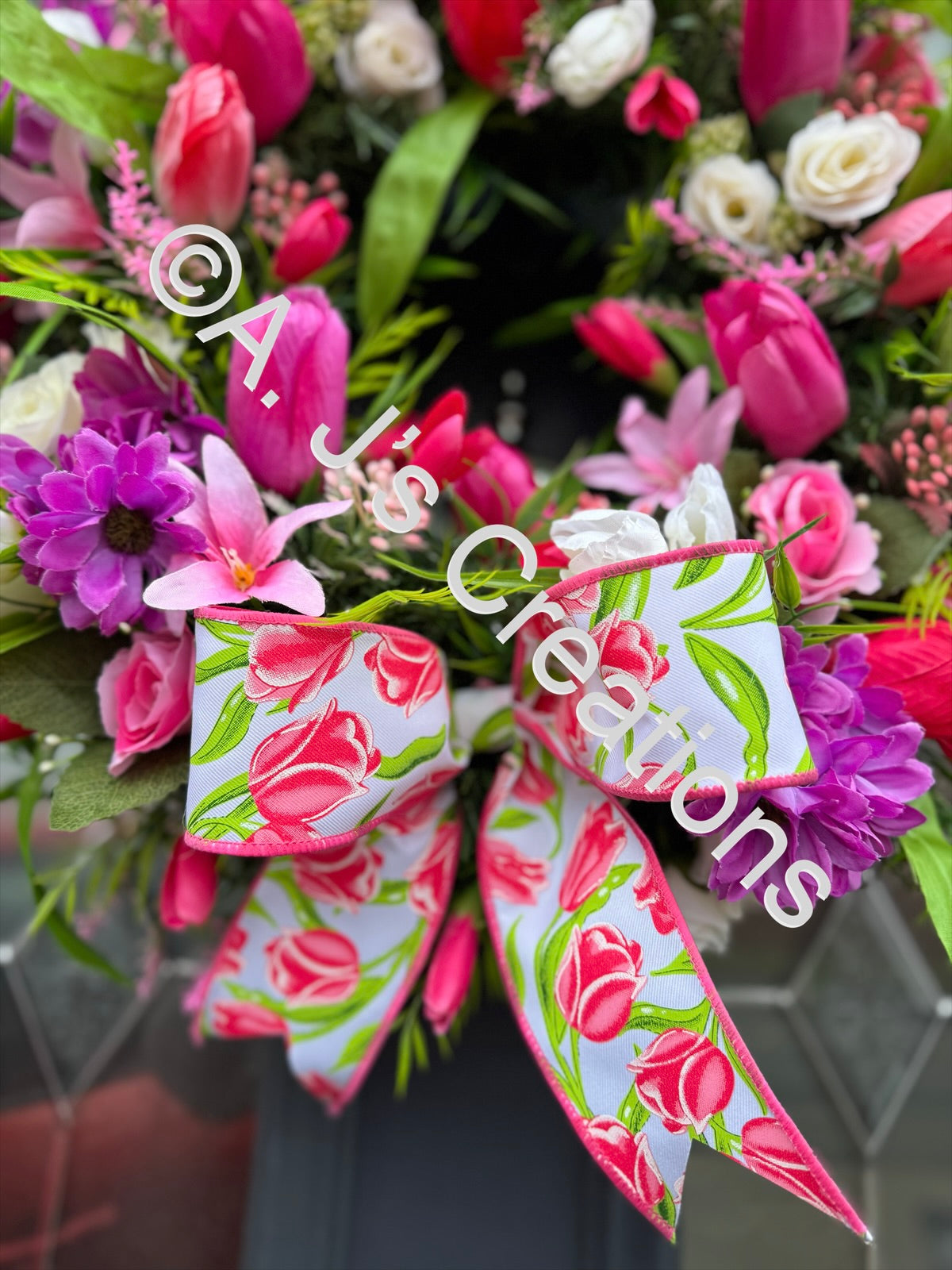 50cm Pink Tulip Wreath