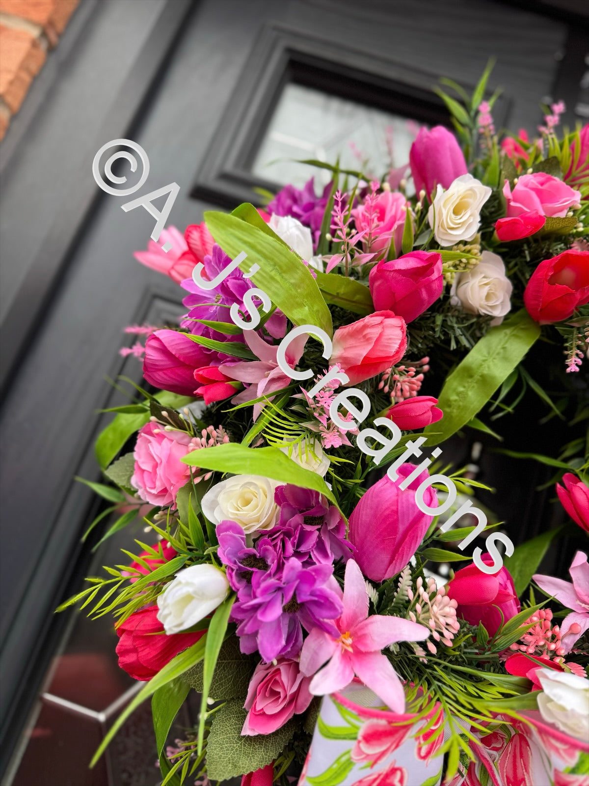 50cm Pink Tulip Wreath