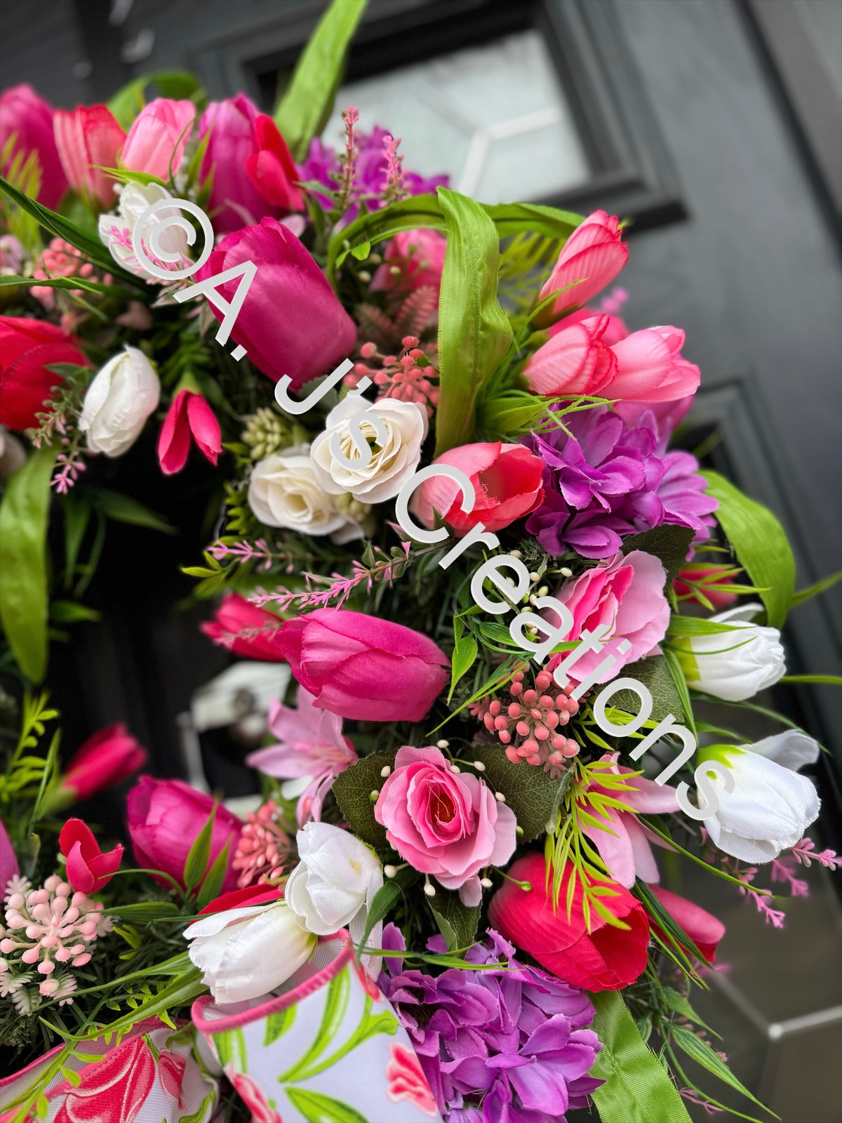 50cm Pink Tulip Wreath