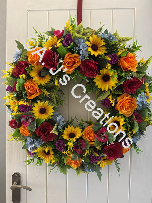 60cm XL Deluxe Bright & Beautiful Floral Wreath