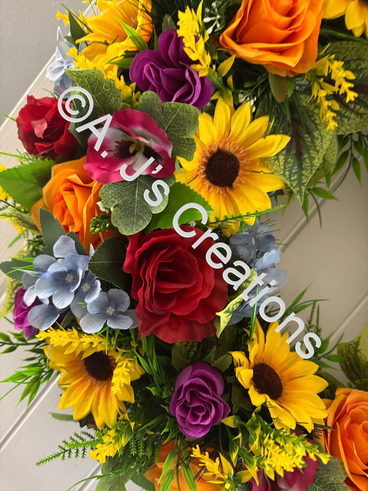 60cm XL Deluxe Bright & Beautiful Floral Wreath