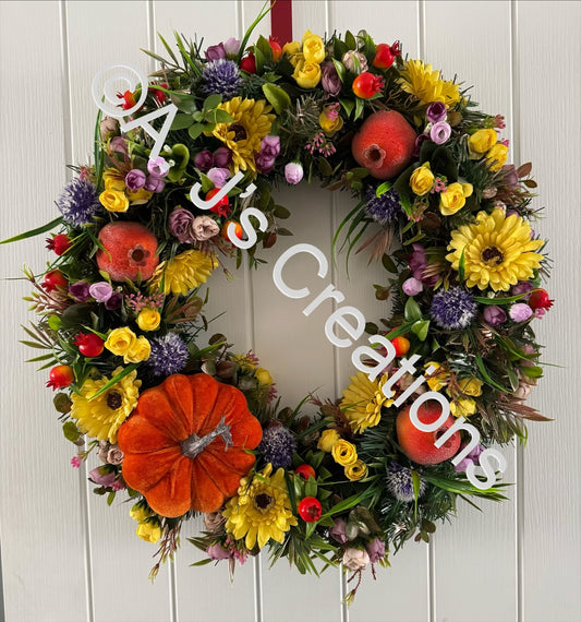 Orange Pumpkin 55cm Wreath