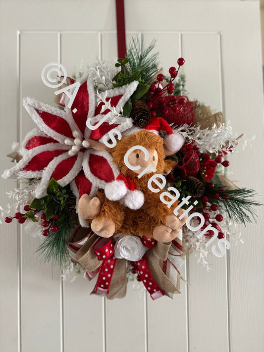 Hughie Highland Cow Xmas Wreath